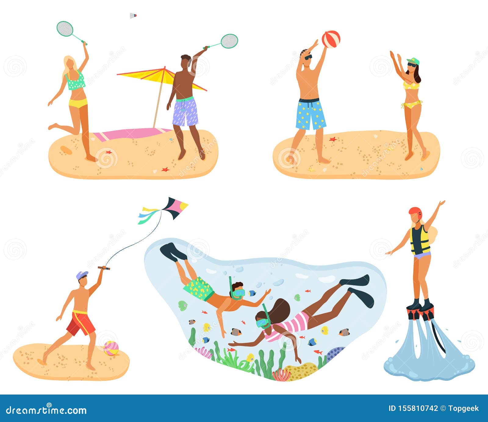 Summer Vacation, Holiday of People by Seaside Stock Vector ...