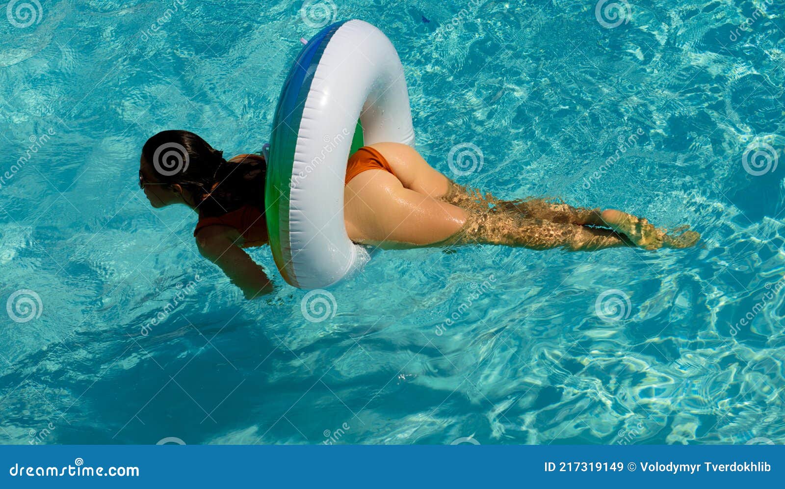 Free Nude Beach Anal - Summer Vacation. Woman in Swimming Pool. Female Buttocks. Girl with  Swimming Ring. Stock Image - Image of buttocks, back: 217319149