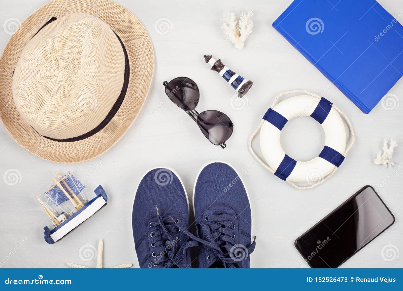 Summer Vacation, Travel, Tourism Concept Flat Lay. Beach, Casual