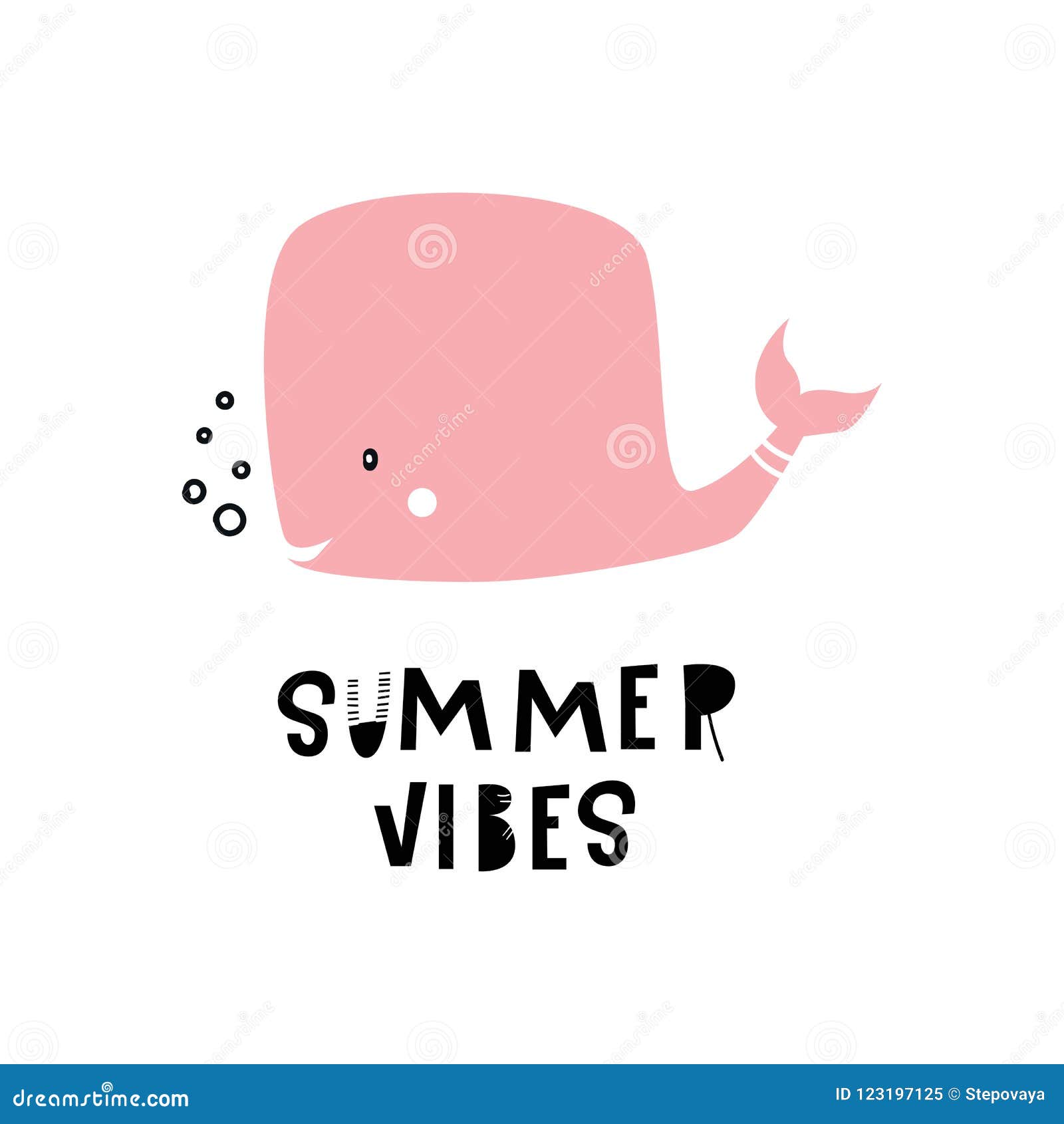 Summer Vibes - Cute Hand Drawn Nursery Poster with Cartoon Whale and  Lettering. Stock Illustration - Illustration of element, phrase: 123197125