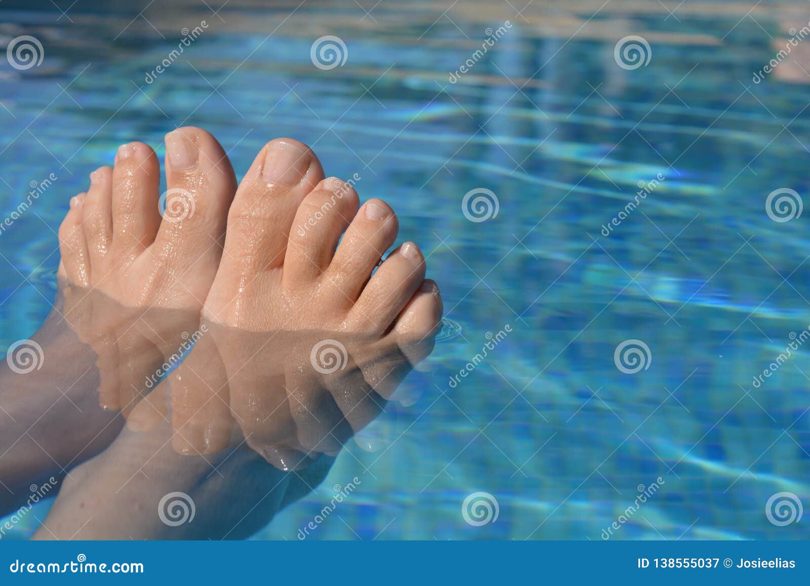 Summer Vibes, Feet in Swimming Pool, Keeping Cool Stock Image - Image