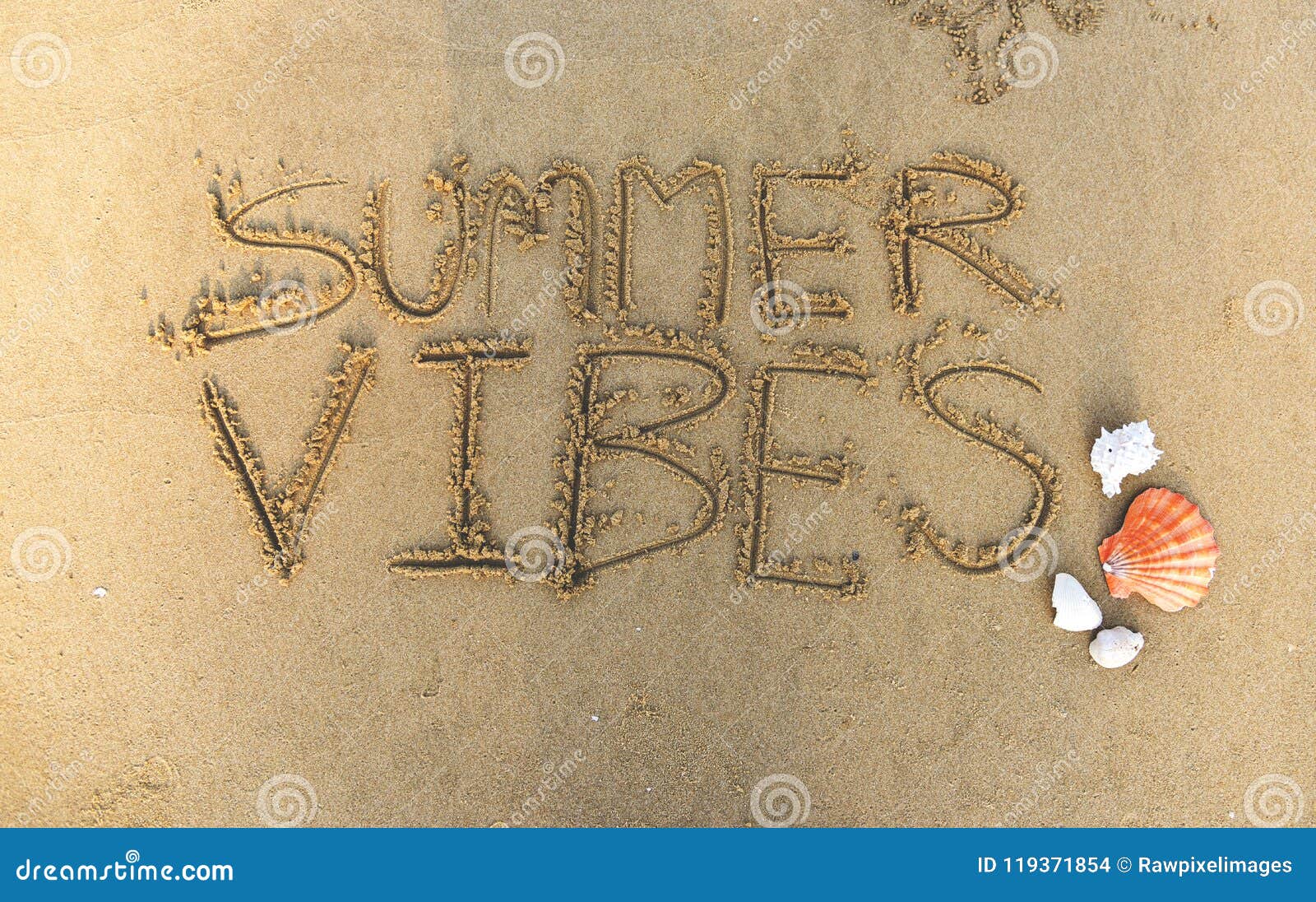 Summer Vibes Written in the Sand Stock Photo - Image of nature