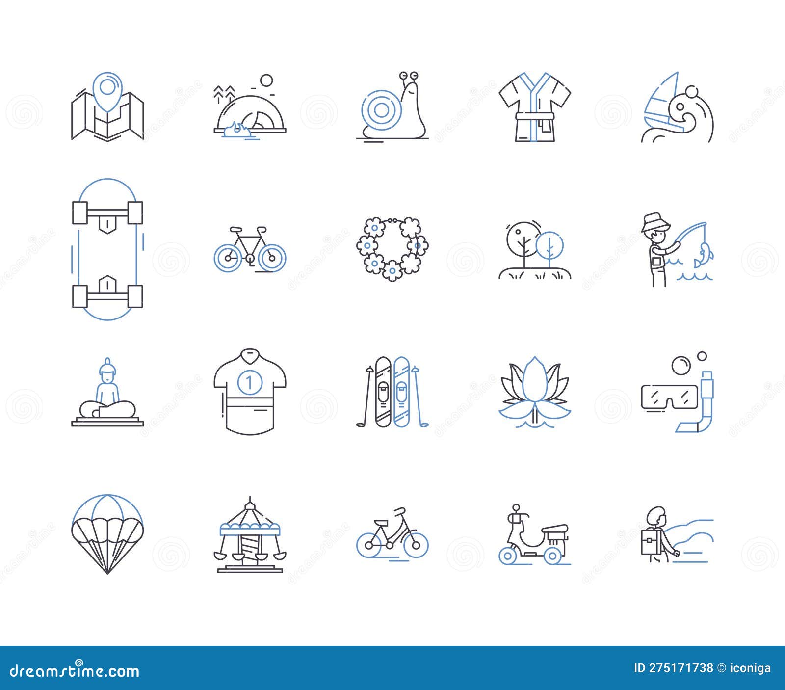 summer voyage outline icons collection. voyage, summer, tour, trip, cruise, journey, jaunt  and 