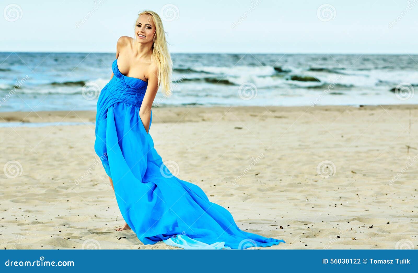 Summer Woman in a Blue Dress Stock Photo - Image of dress, pretty: 56030122