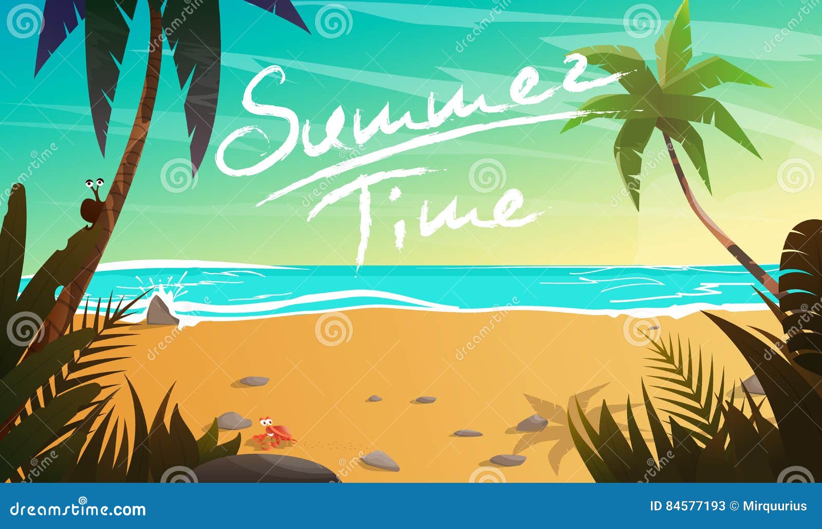 Summertime Cartoon Vector Illustration Stock Vector - Illustration of coastline, poster: 84577193 Summertime Cartoon Vector Illustration Stock Vector - Illustration of coastline, poster: 84577193
