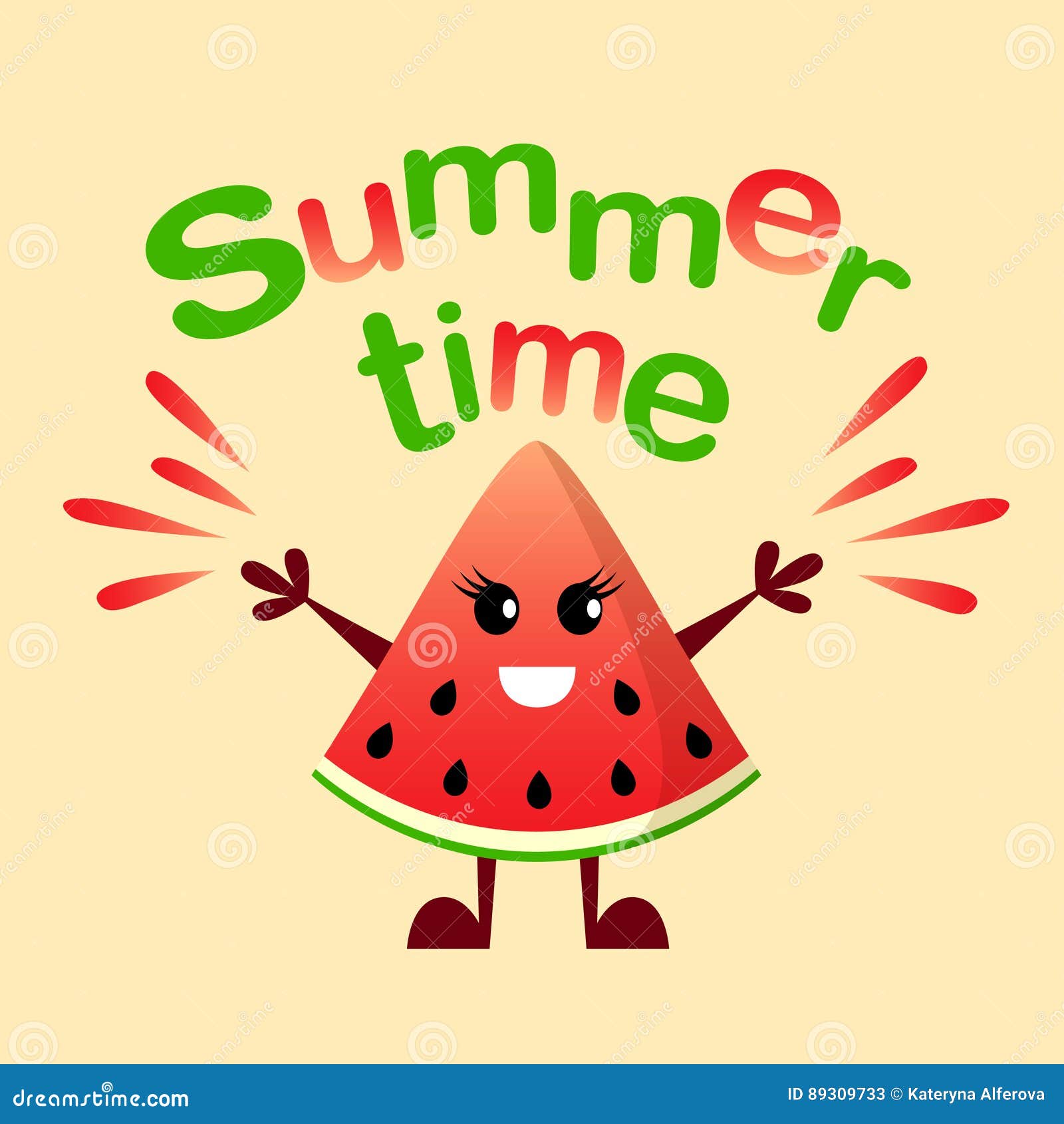 Summer time with cartoon objects Royalty Free Vector Image