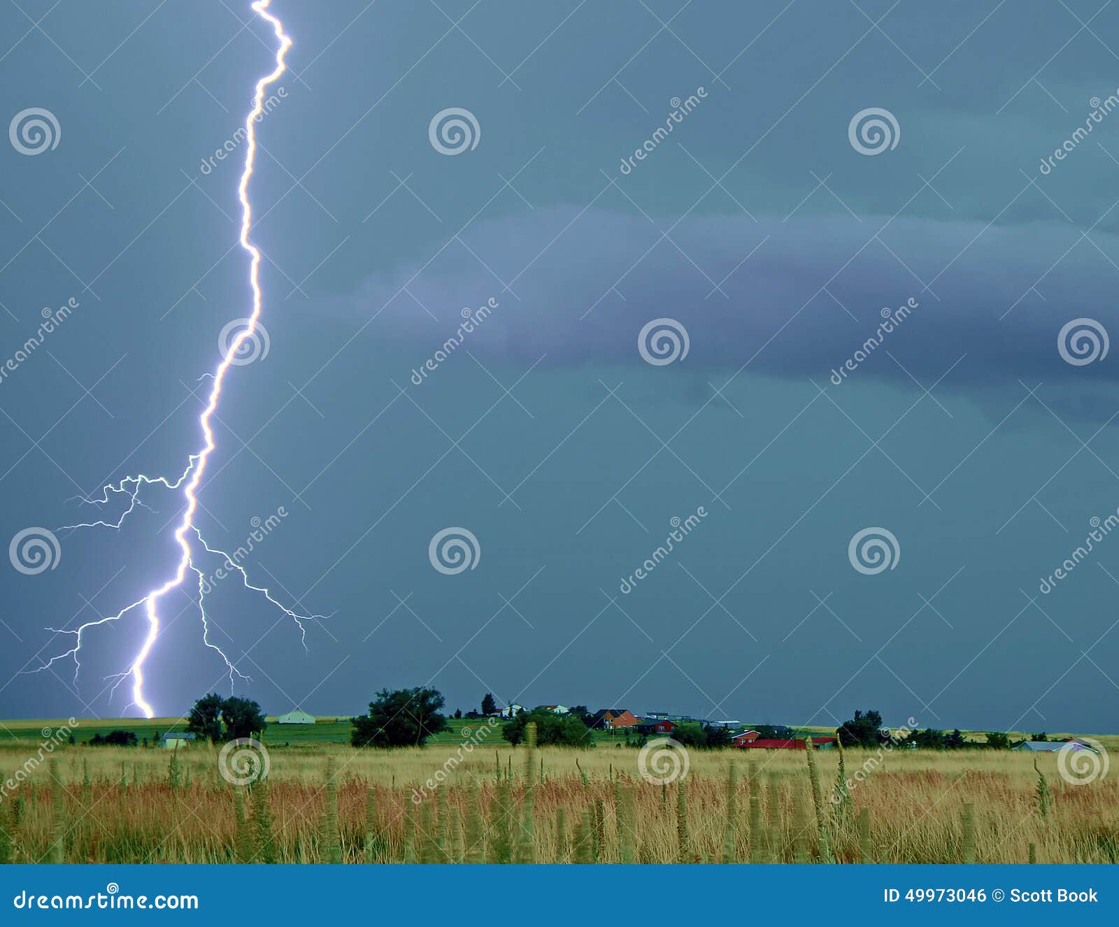 lightning thunderstorm on the prairie
