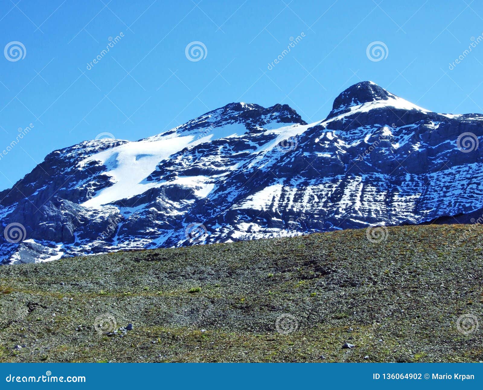summit clariden in the glarus alps mountain range