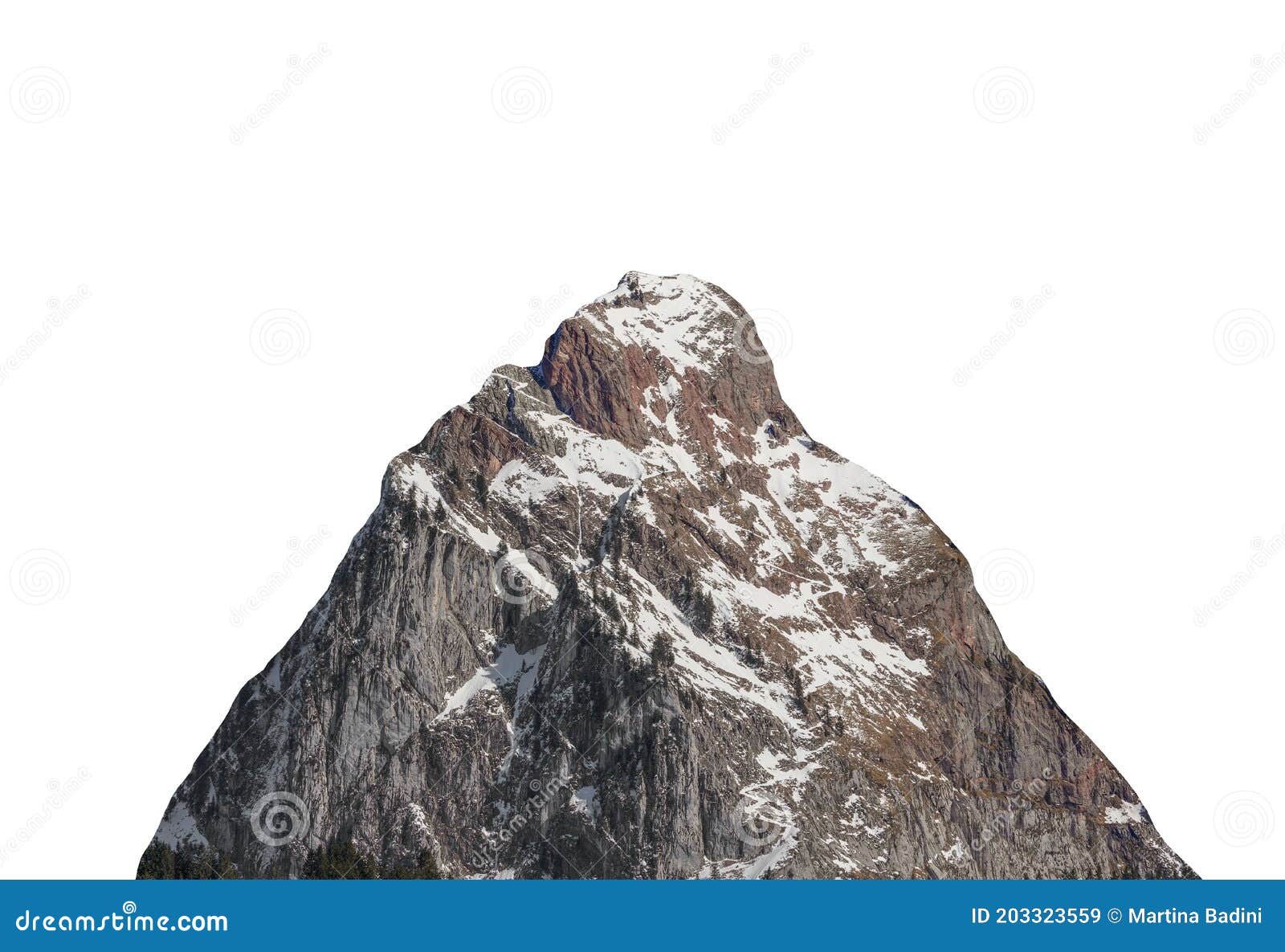 summit of a mountain  on white background