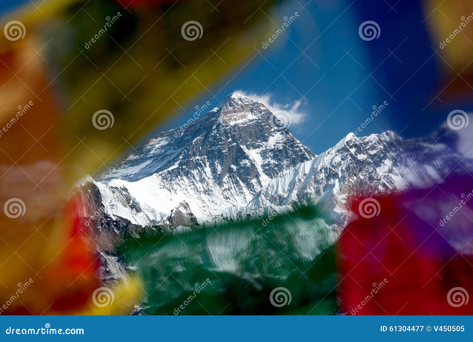 summit of mt. everest from gokyo ri, sulu khumbu, nepal