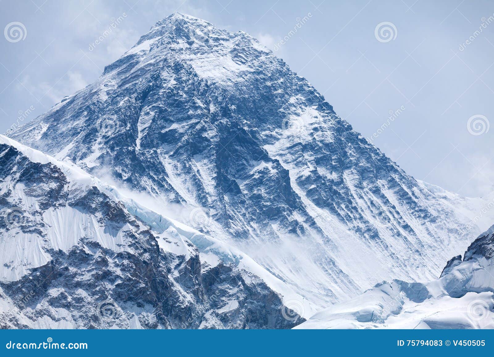 summit of mt. everest from kala patthar, solu khumbu, nepal