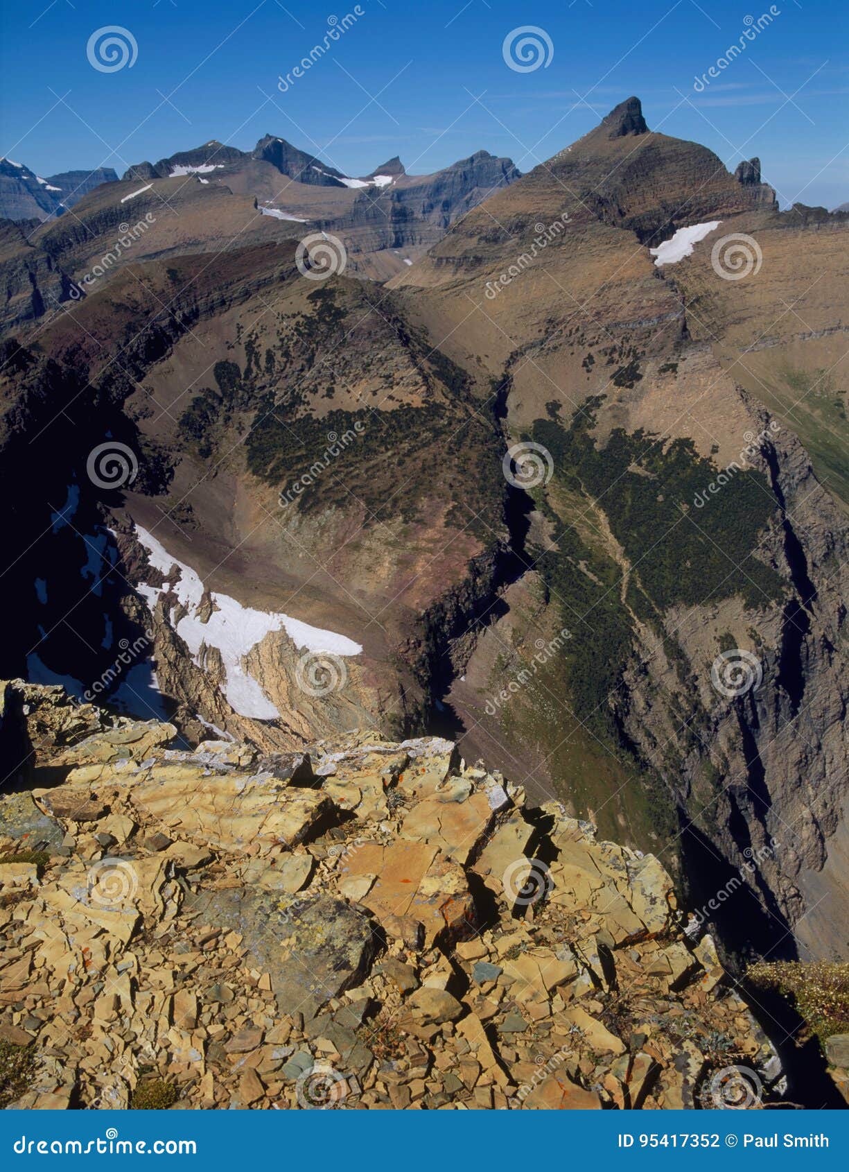 from the summit of swiftcurrent mountain, lewis range, glacier national park, montana