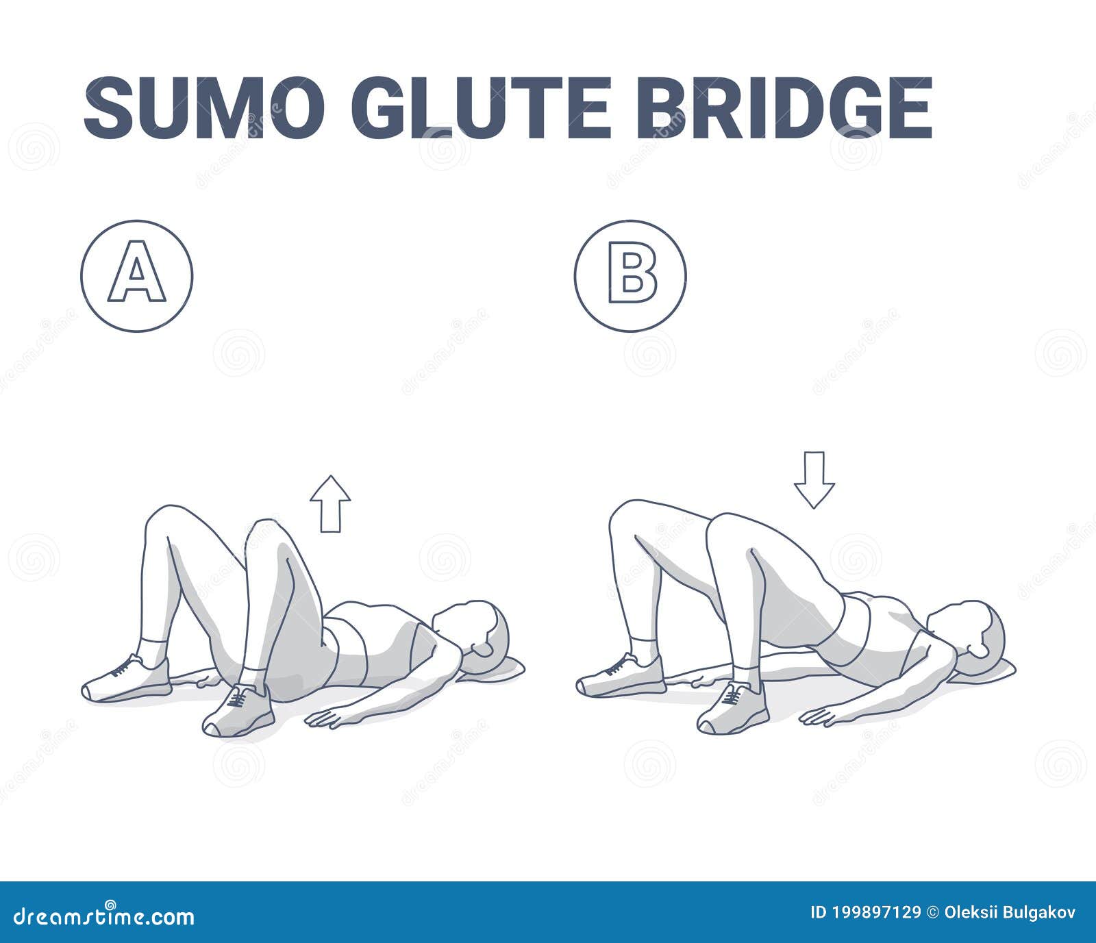 Sumo Glute Bridge Girl Workout Exercise Guide Black And White Concept ...