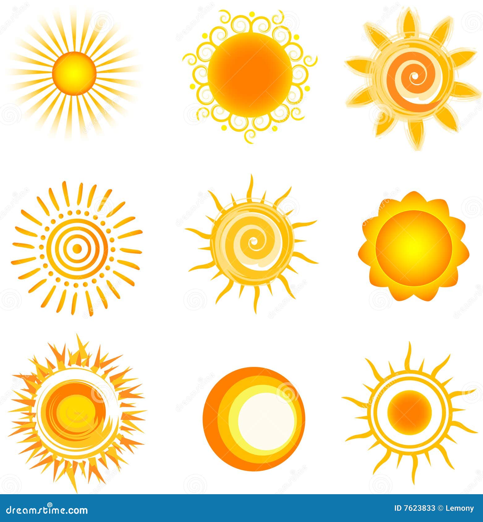 Sun stock vector. Illustration of solar, orange, sunshine - 7623833