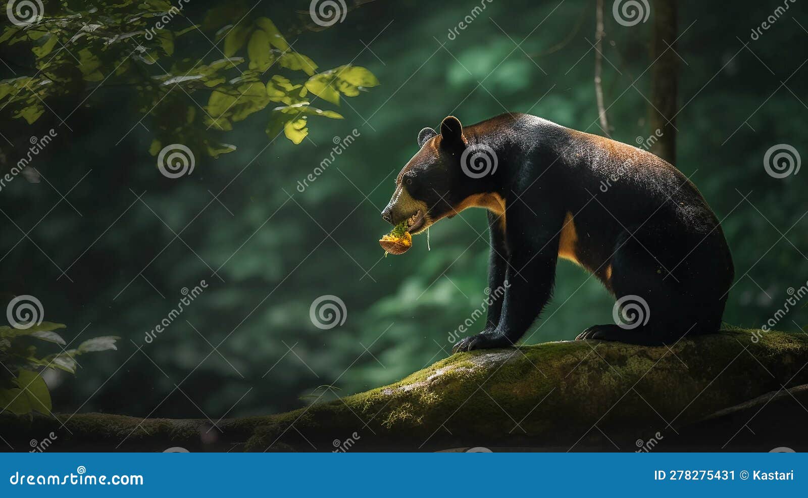 sun bear in a lonely forest