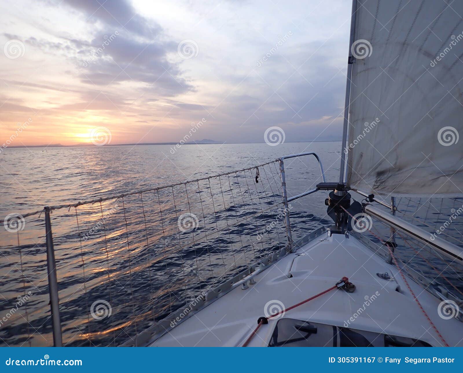 sailing at the mediterranean sunset