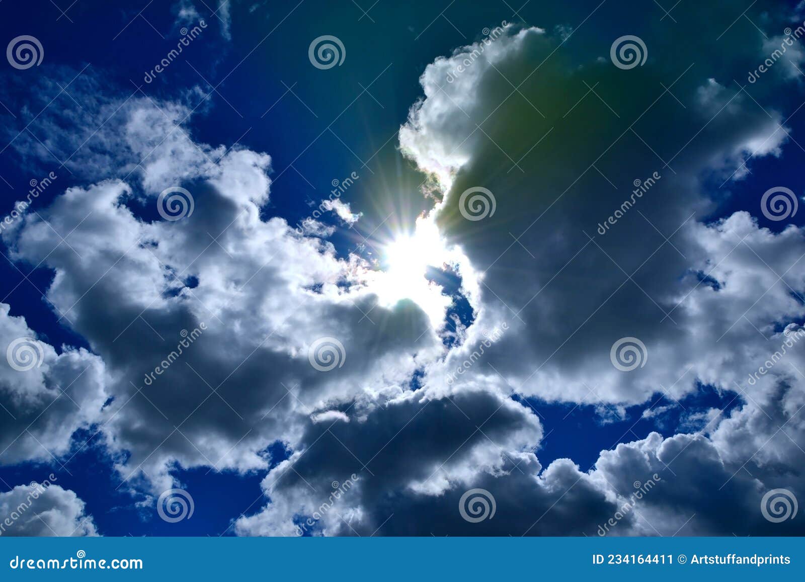 The Sun Behind the Clouds. Blue Sky. Stock Image Image of blue