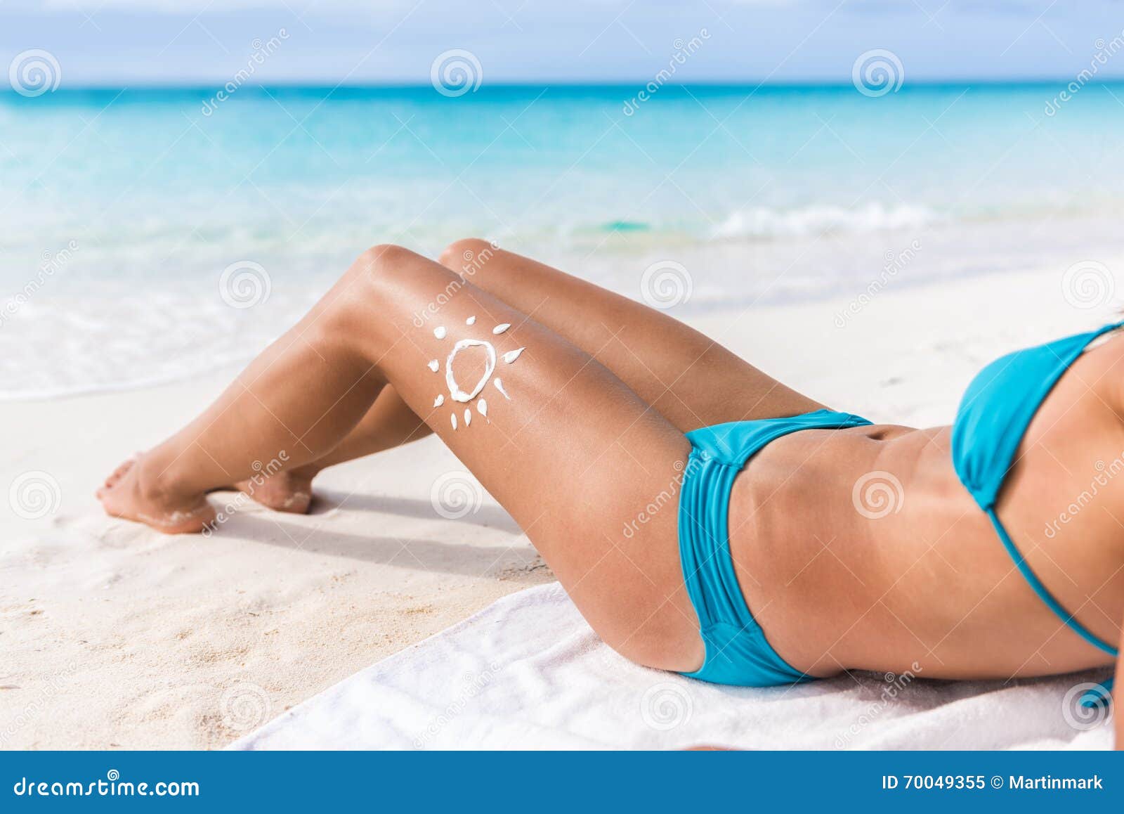 Sun Care Sunscreen Bikini Tan Woman Beach Tanning Stock Image Image Of Care Lotion 70049355