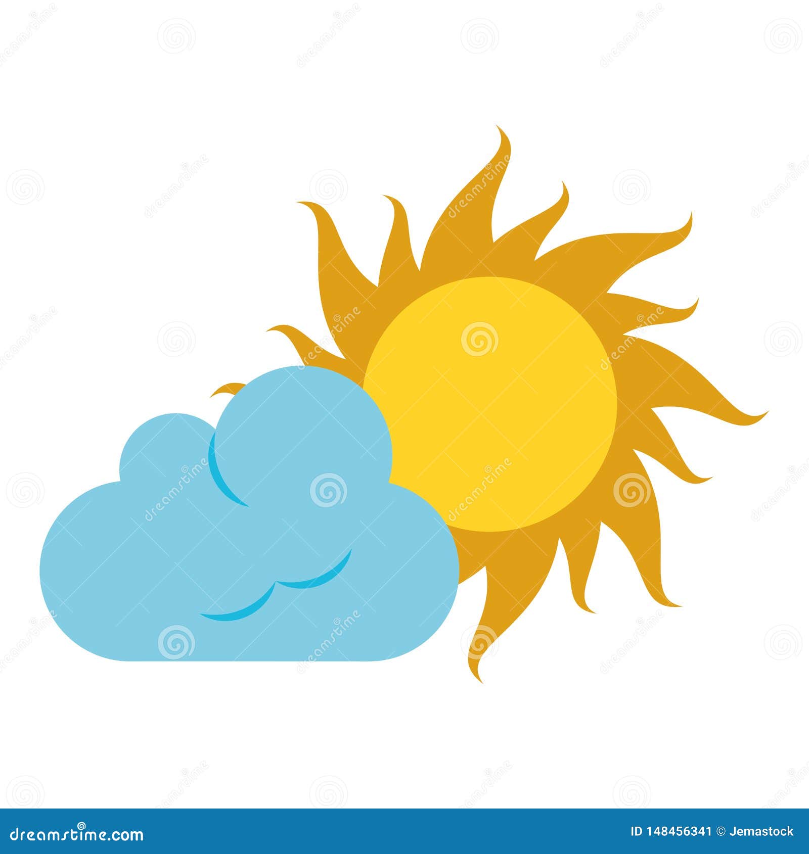 Sun and Cloud Cartoon Isolated Stock Vector - Illustration of design ...