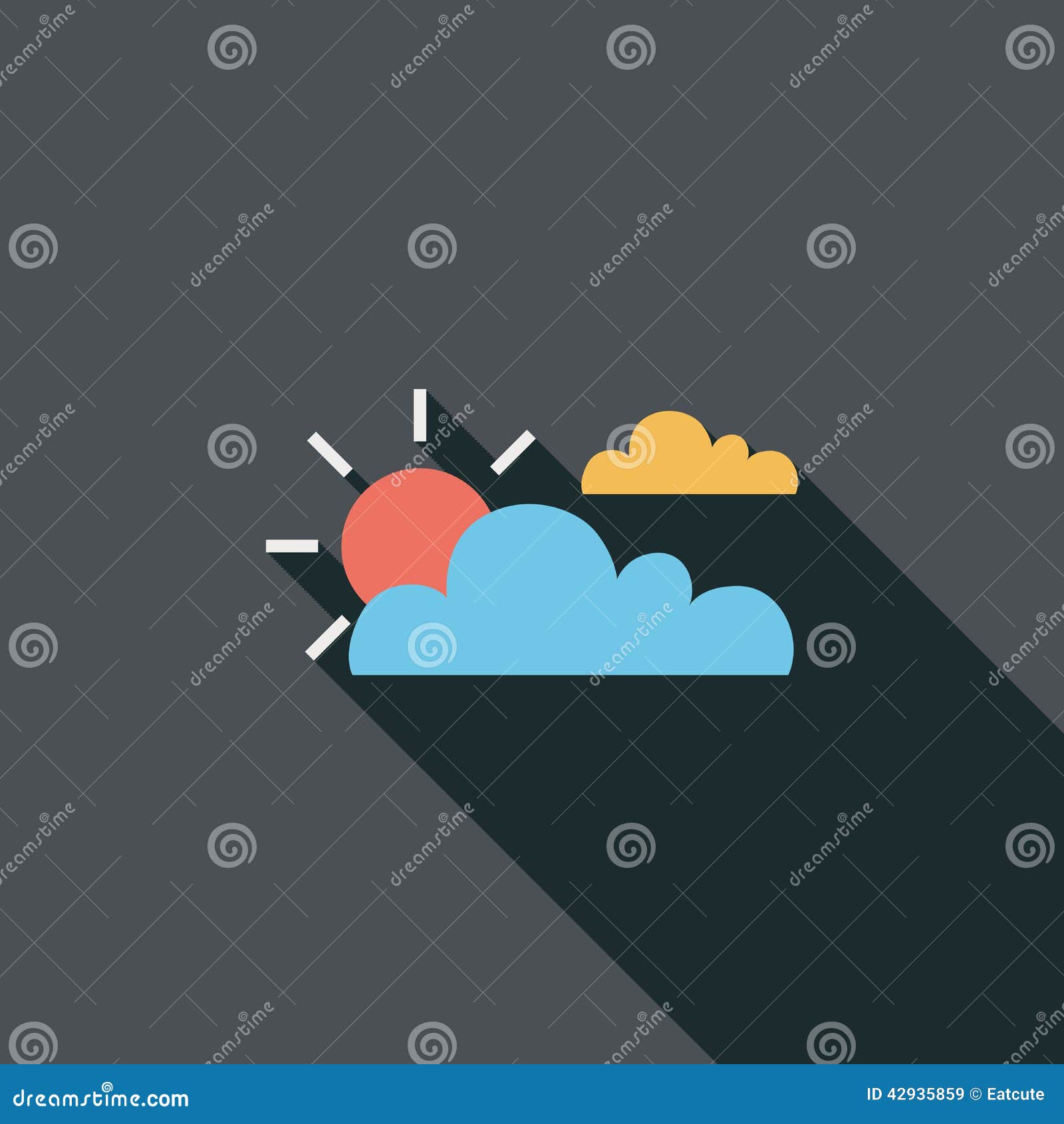 Sun and Cloud Flat Icon with Long Shadow Stock Vector Illustration of