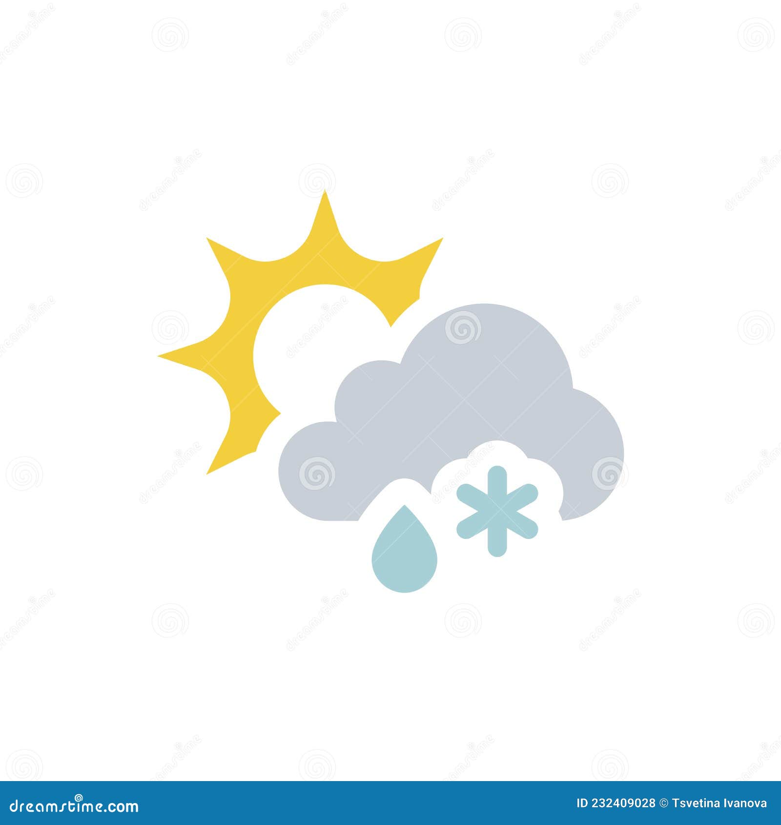 Sun with Cloud Snow and Rain Vector Icon Stock Vector Illustration of