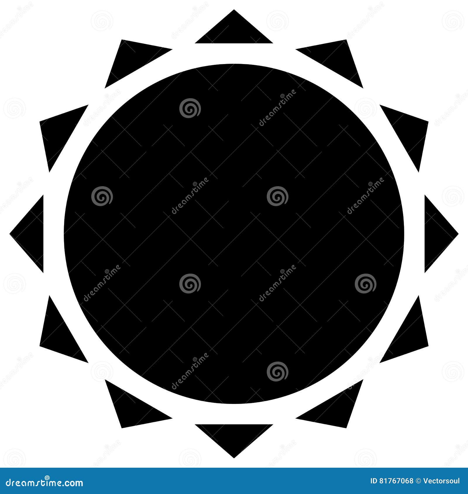 Sun With Corona Icon. Simple Geometric Clip Art. Stock Vector