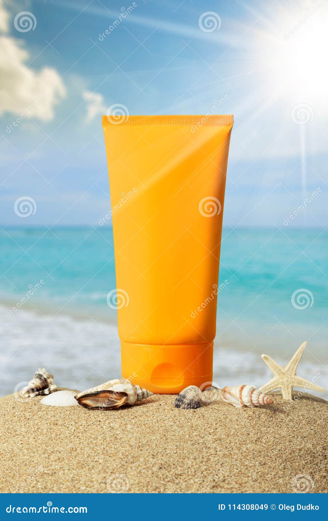 Sun cream on beach stock image. Image of plastic, destinations - 114308049