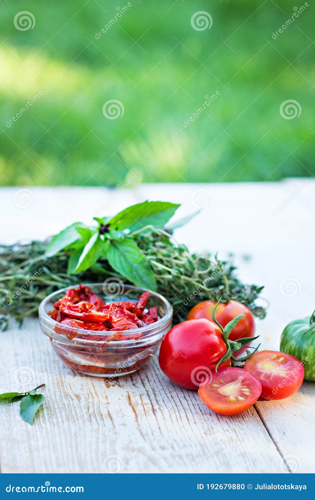 Sundried Tomatoes and Aromatic Herbs Stock Photo Image of leaf, food