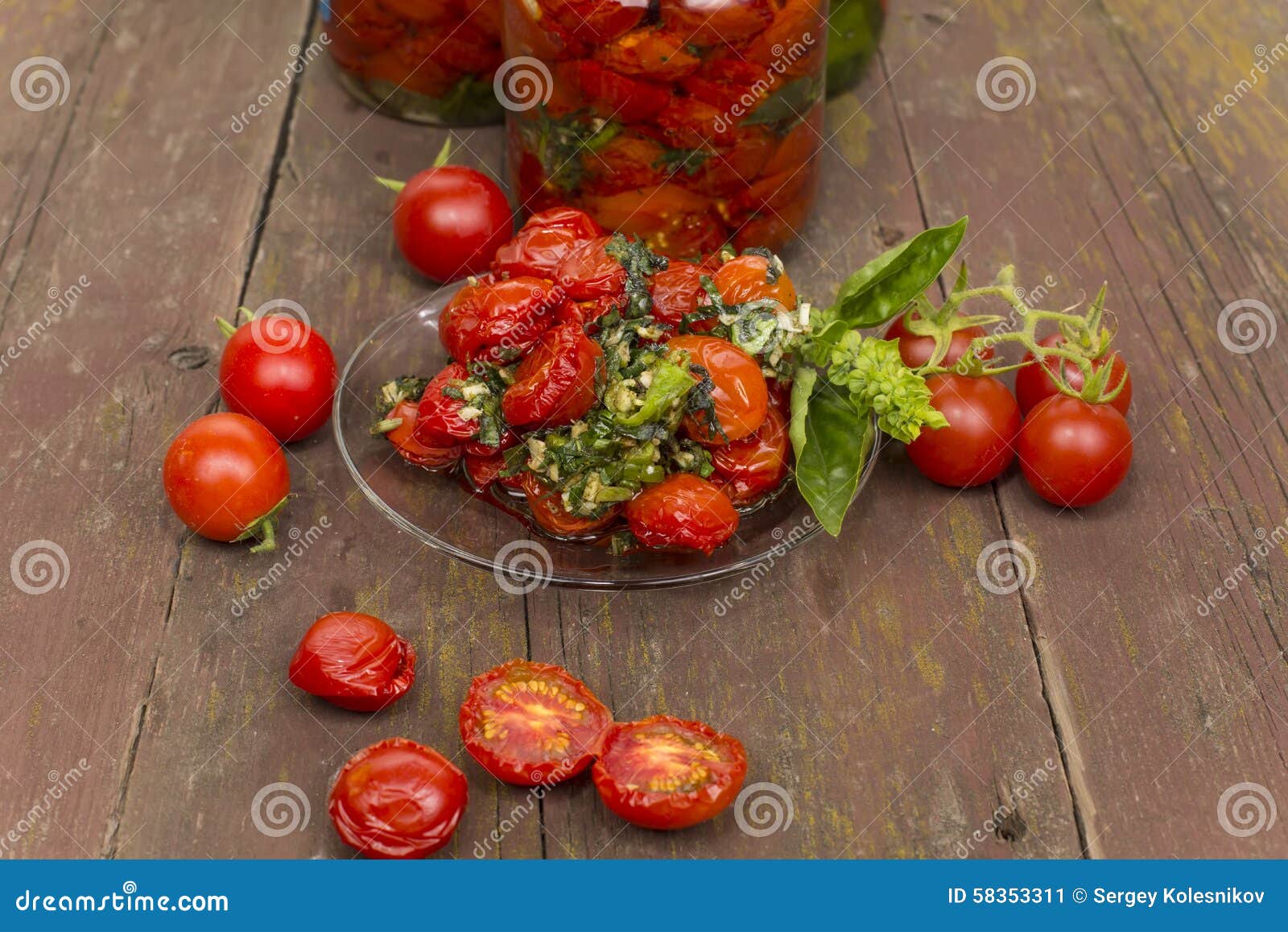 Sundried tomatoes stock image. Image of green, glass 58353311