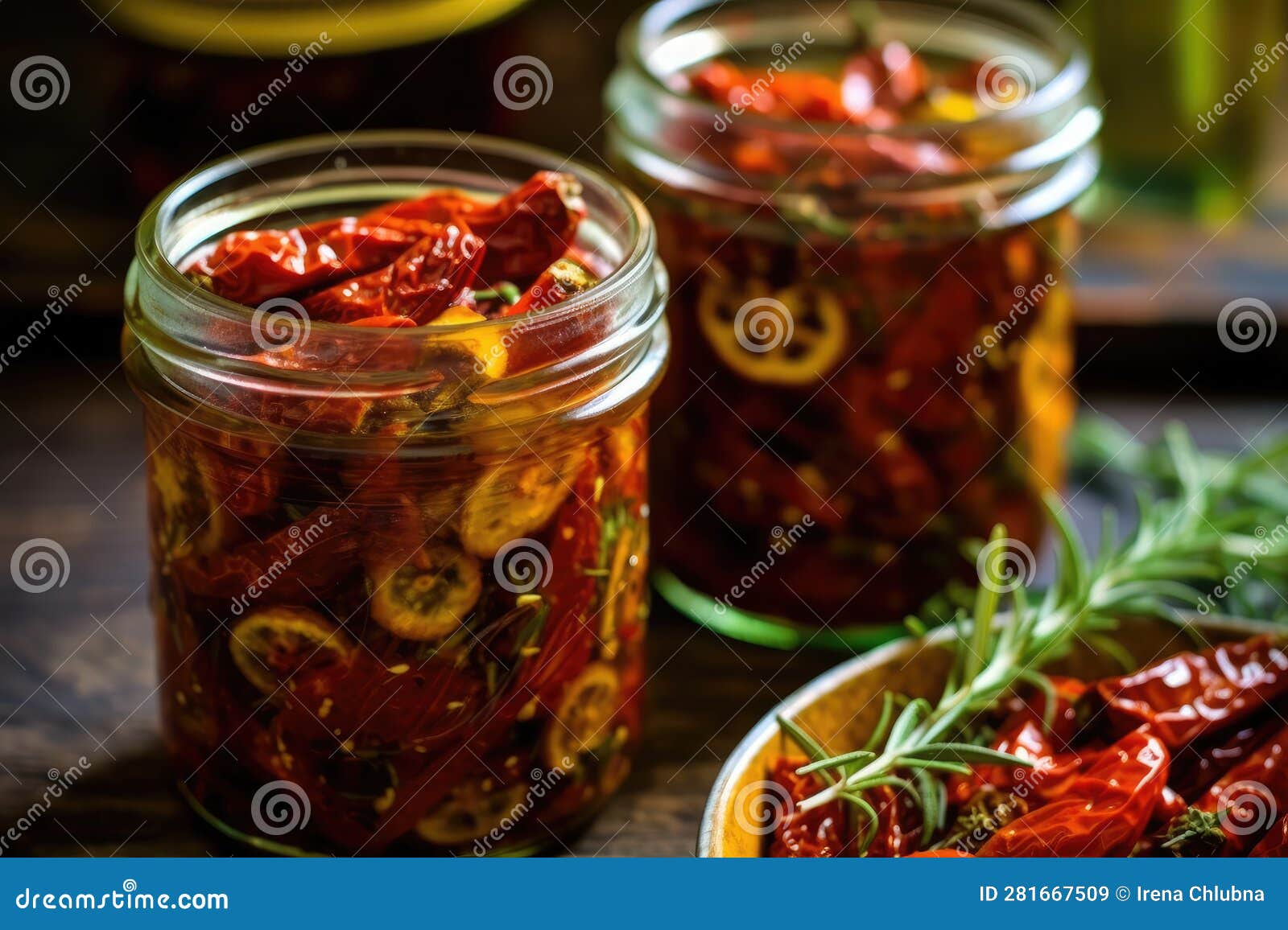 Sundried Tomatoes Marinated in Olive. Generative AI Stock Illustration
