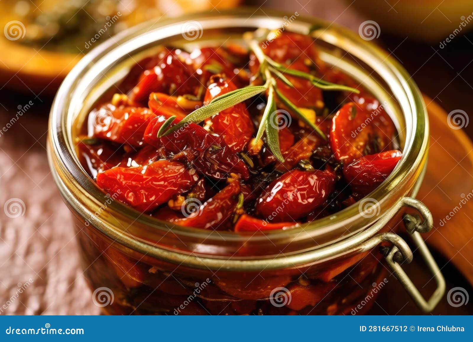 Sundried Tomatoes Marinated in Olive. Generative AI Stock Illustration