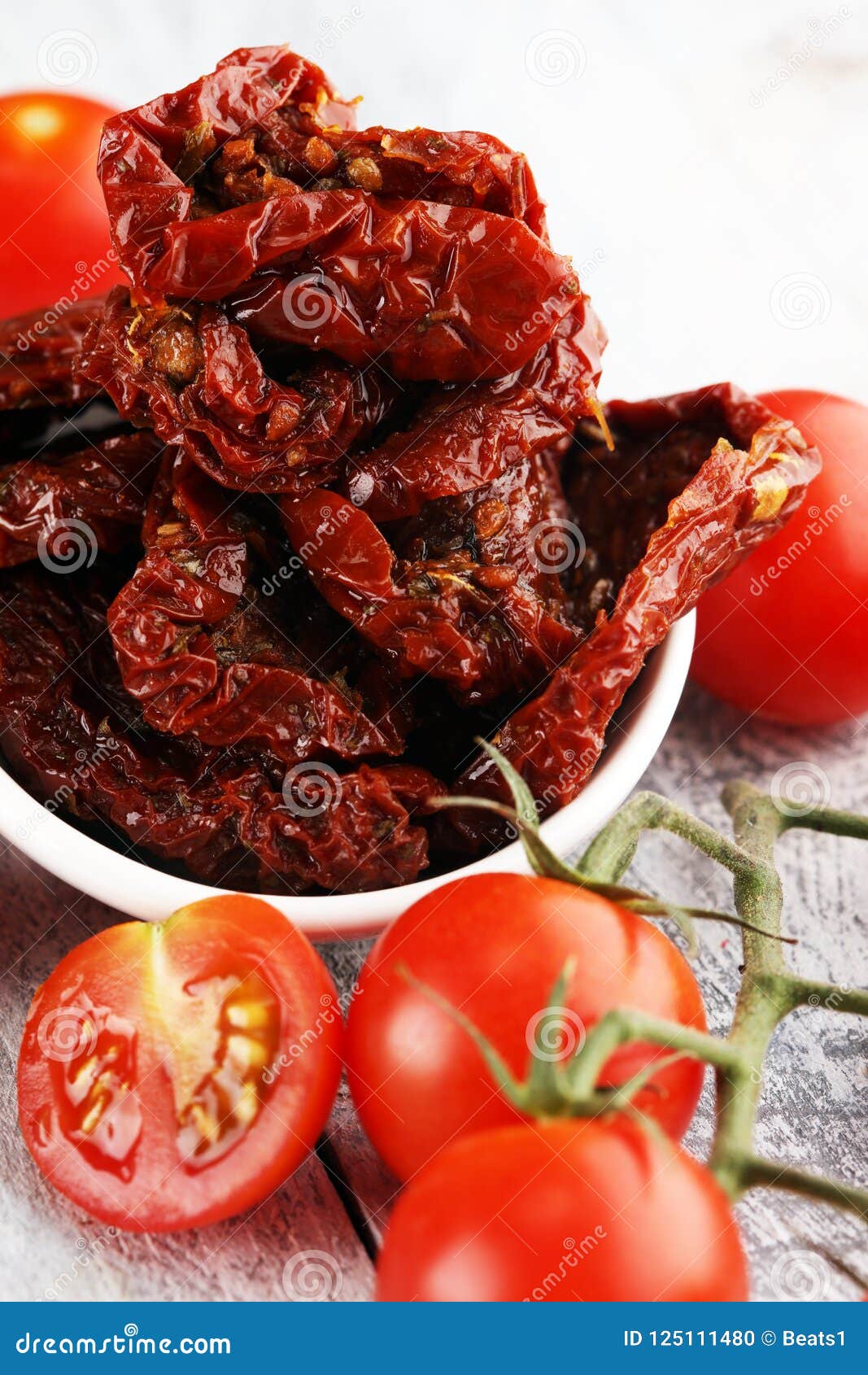 Sun Dried Tomatoes. Tomato Halves Sundried. Stock Photo Image of