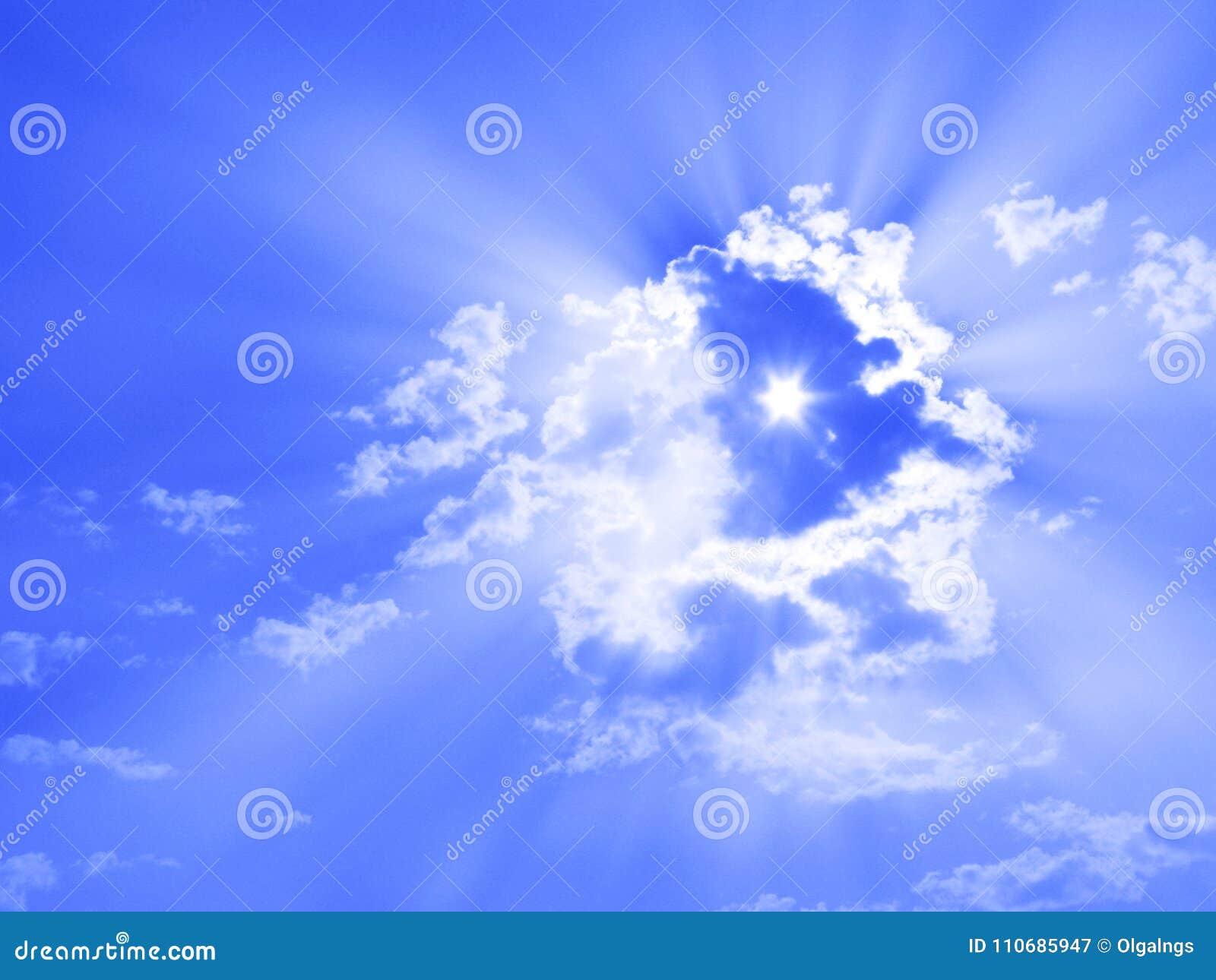 Sun Through Clouds Sunbeams Sky Only Six Pointed Star Stock Image