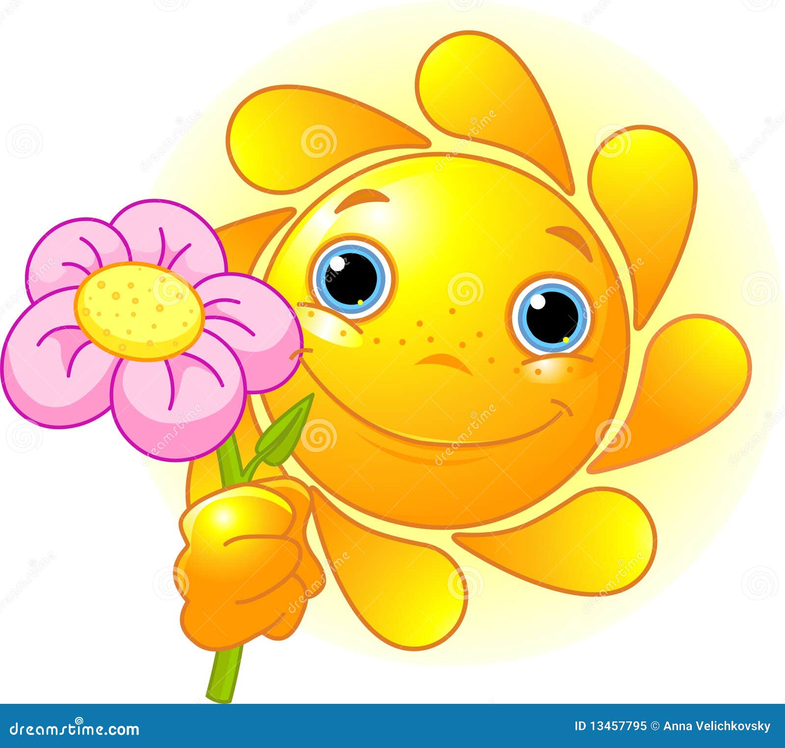 Sun giving a flower stock vector. Illustration of shiny
