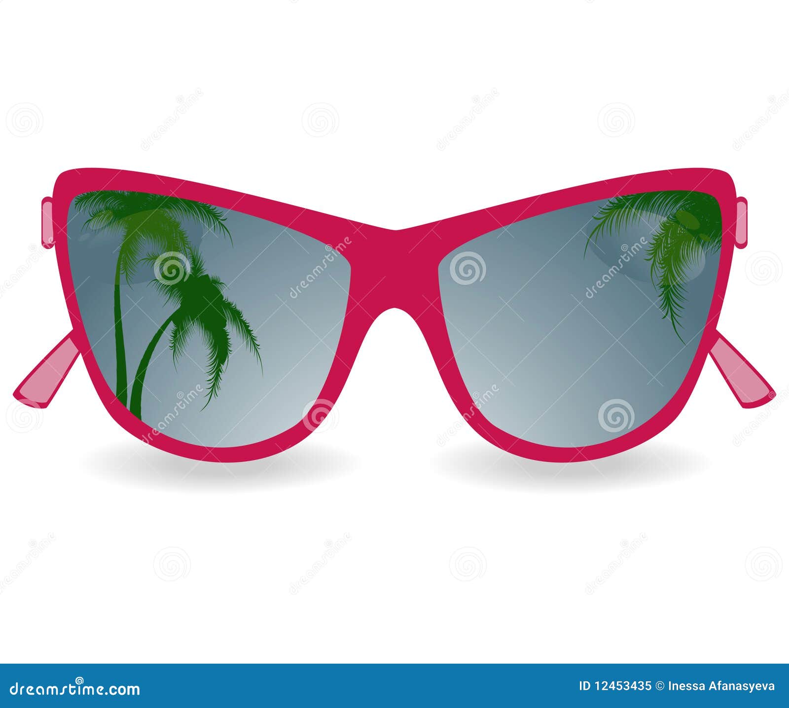 sun glasses with reflexion of palm trees