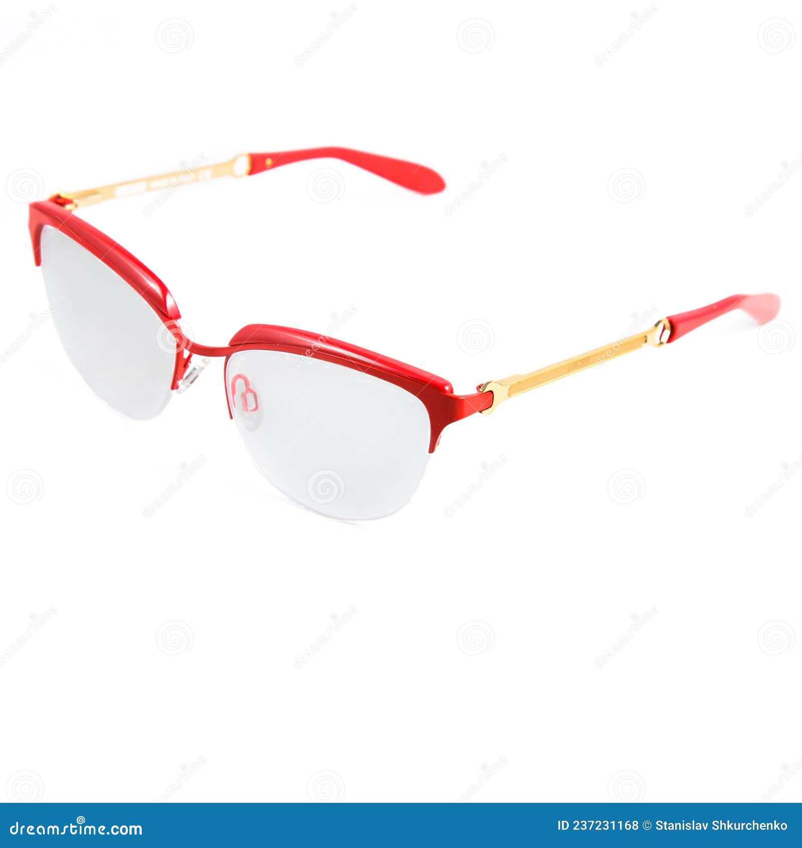 Sun Goggles and Glasses for Vision in Red Frames. Stock Photo Image