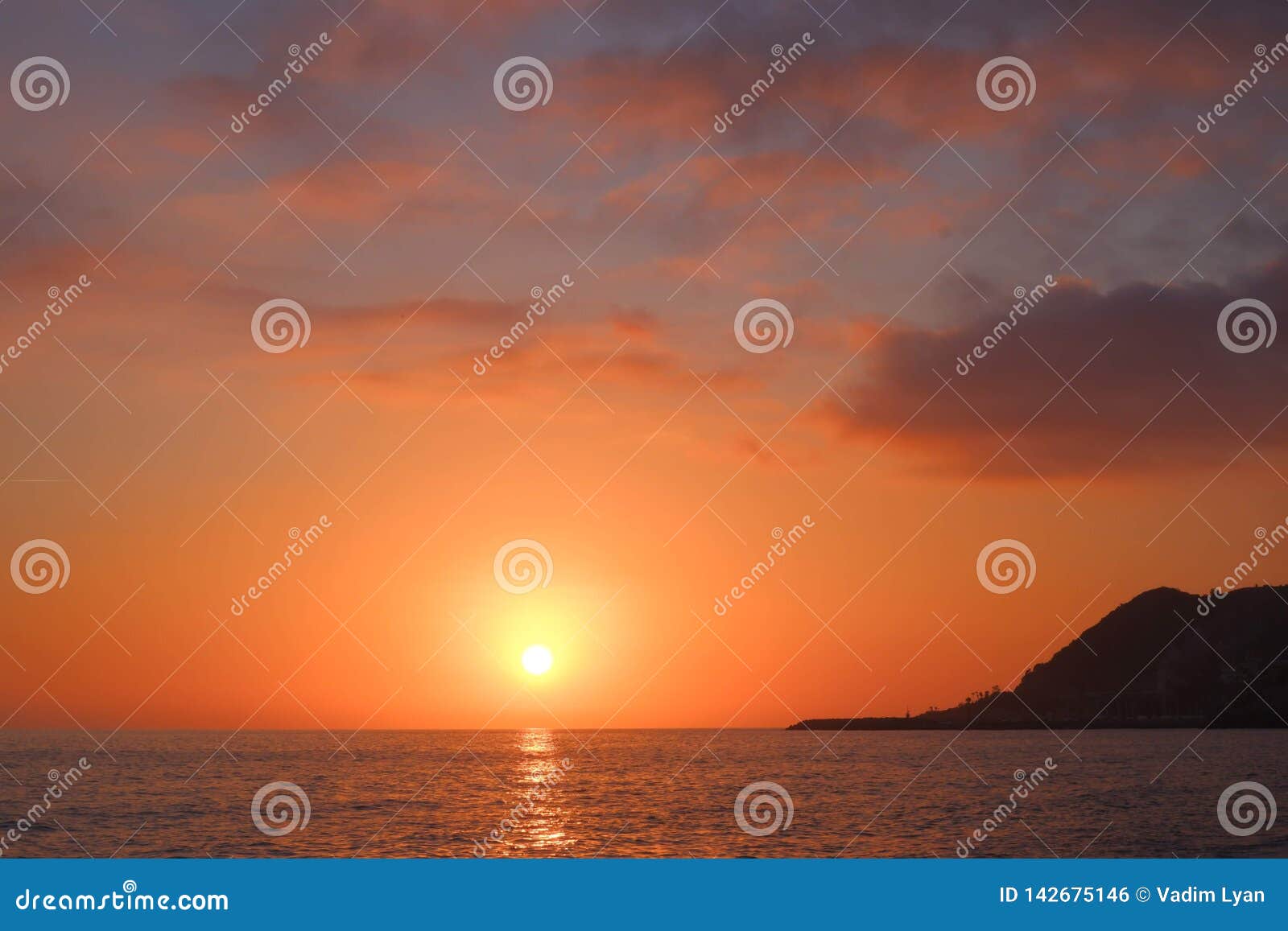 The Sun And His Lights Orange Color Evening Sunset On The Banks Of The