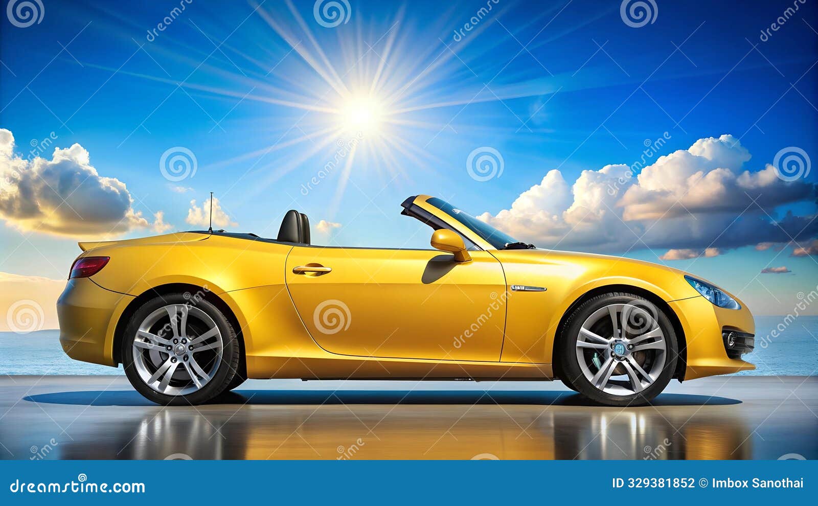 sun-kissed classic a vibrant yellow convertible under a sunny sky ai generated