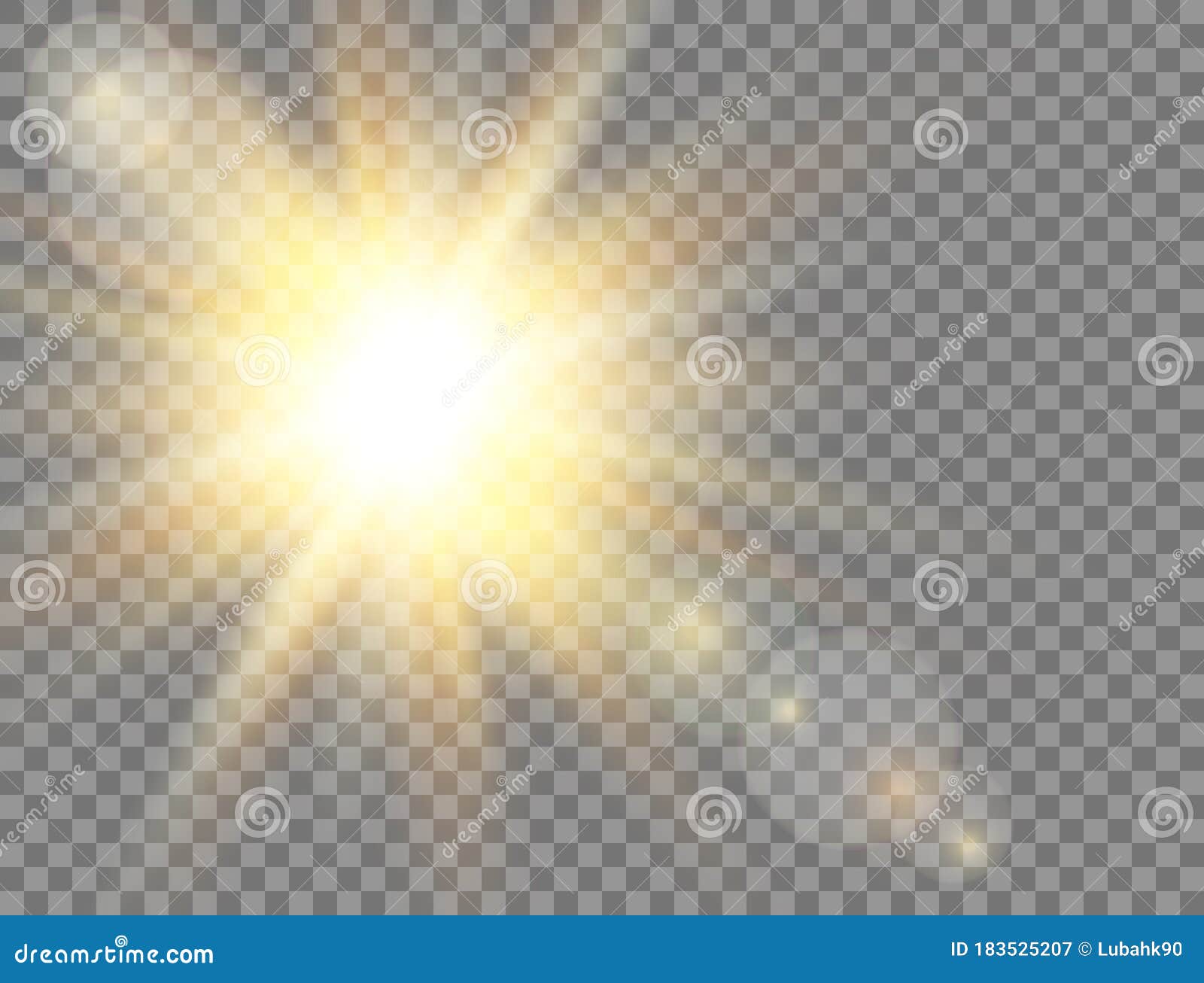 Sun Light. Golden Glowing Light Effect on Transparent Background. Sunshine  with Rays. Sunlight Lens Flash Stock Vector - Illustration of flash,  brilliant: 183525207