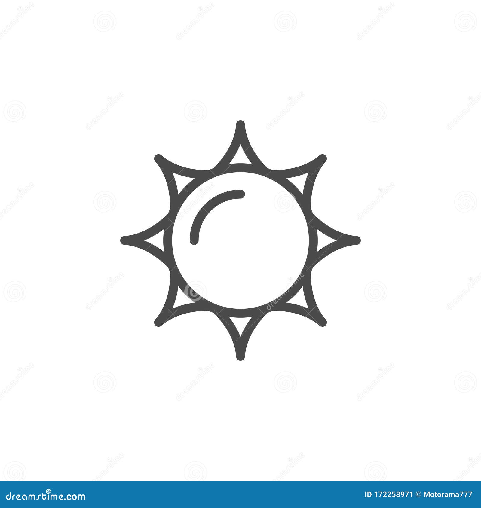 Sun Line Outline Icon and Light Object Stock Vector - Illustration of ...