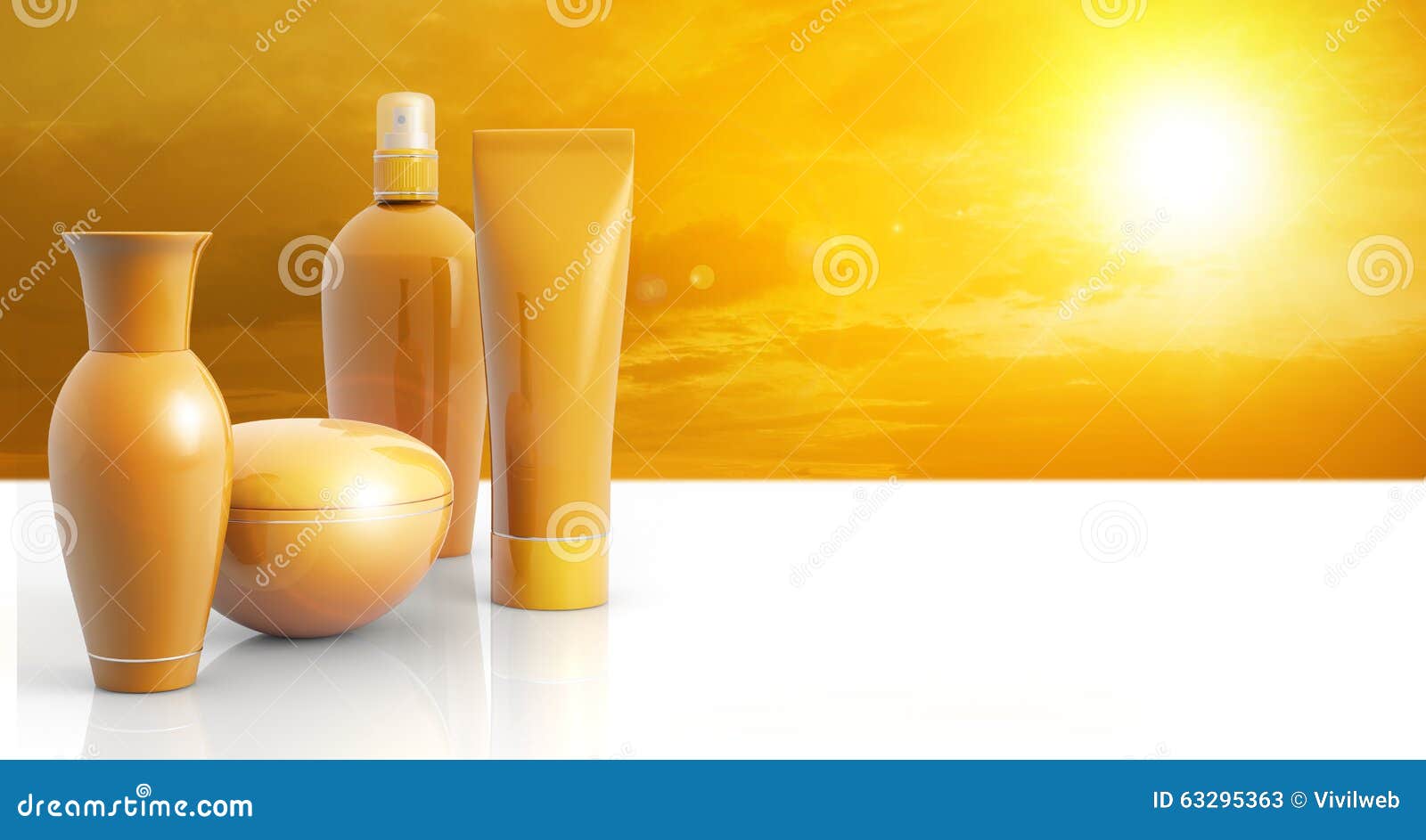 Sun Lotions In A Sunny Sky Stock Image 63295363