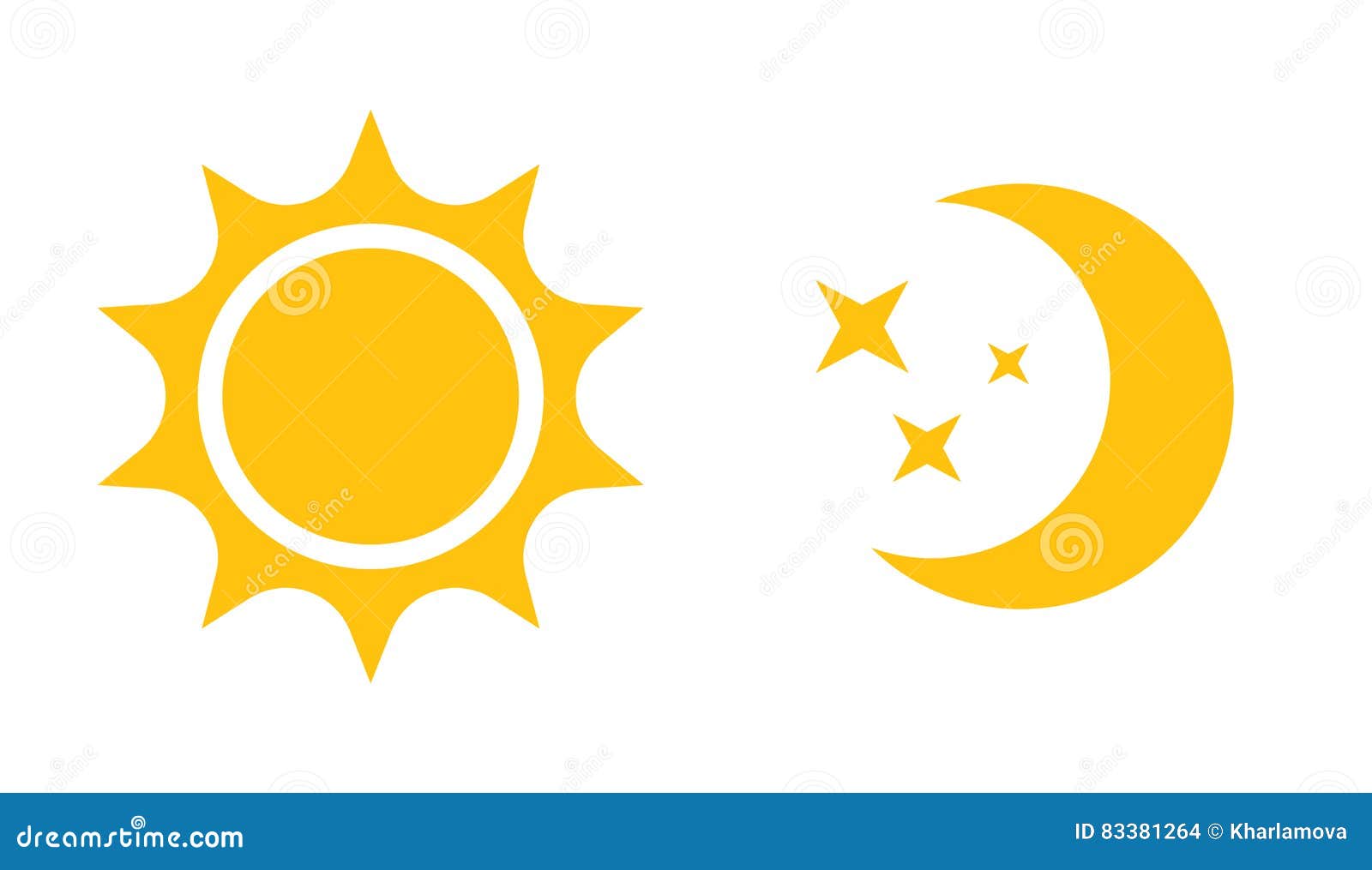 sun and moon flat icon.  logo for web , mobile and infographics