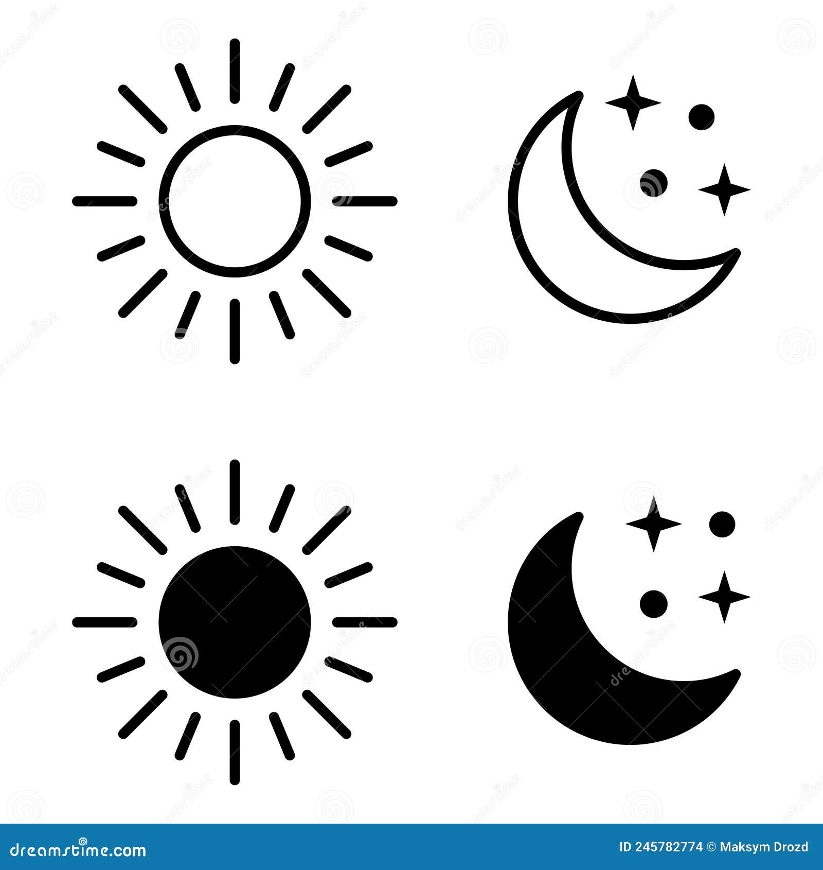 Sun Moon Icon Illustration Isolated Vector Sign Symbol. Stock Vector ...