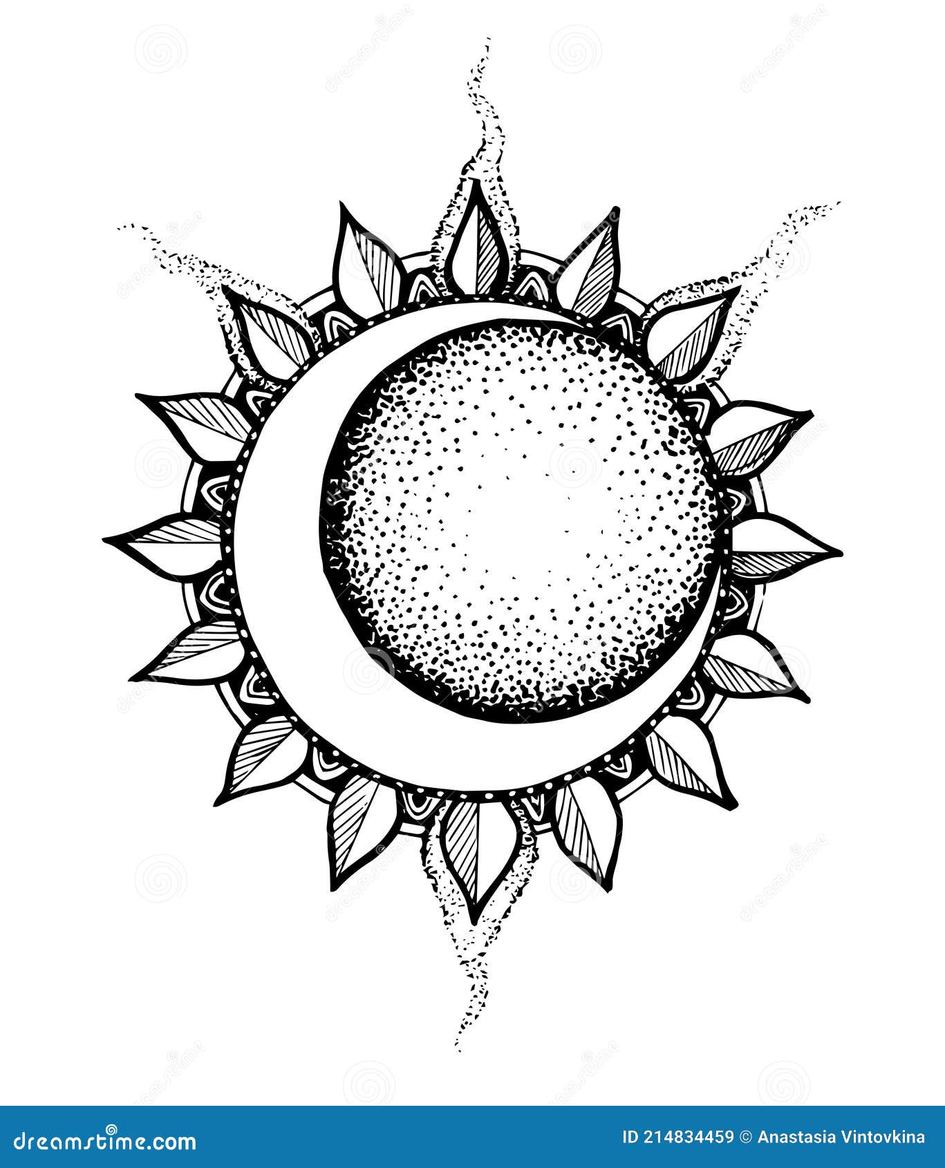 The Sun And Moon Logo An Astronomical Icon An Astrological Symbol The Black Lines Of The Art Are Isolated On A White Background Stock Vector Illustration Of Celestial Circle