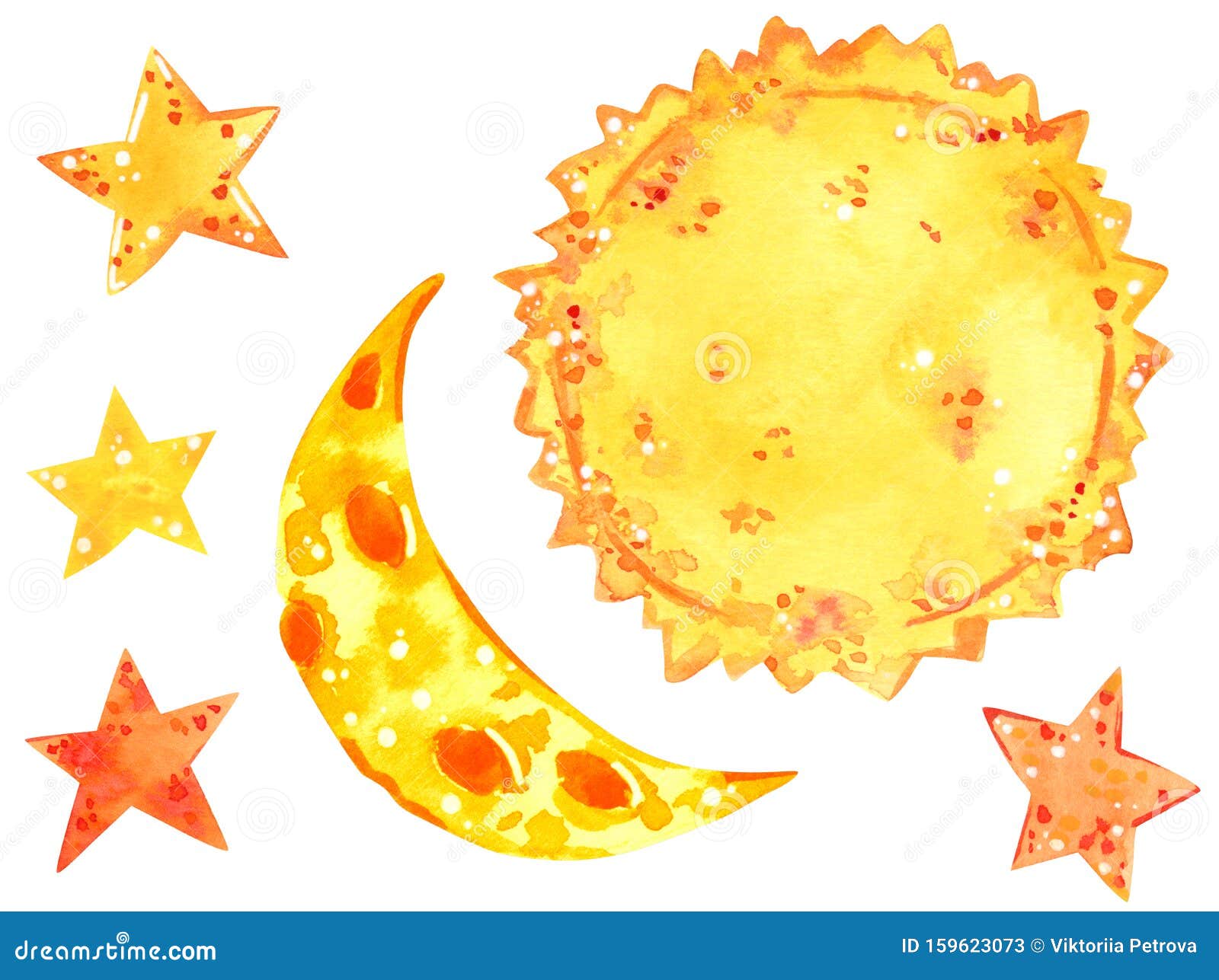 Sun Moon And Stars Weather Clipart Set Hand Drawn Watercolor Illustration Stock Image Image Of Stars Astrology