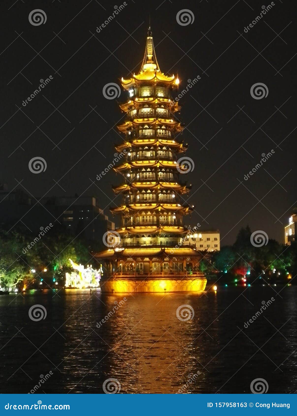 the sun and moon tower in guilin