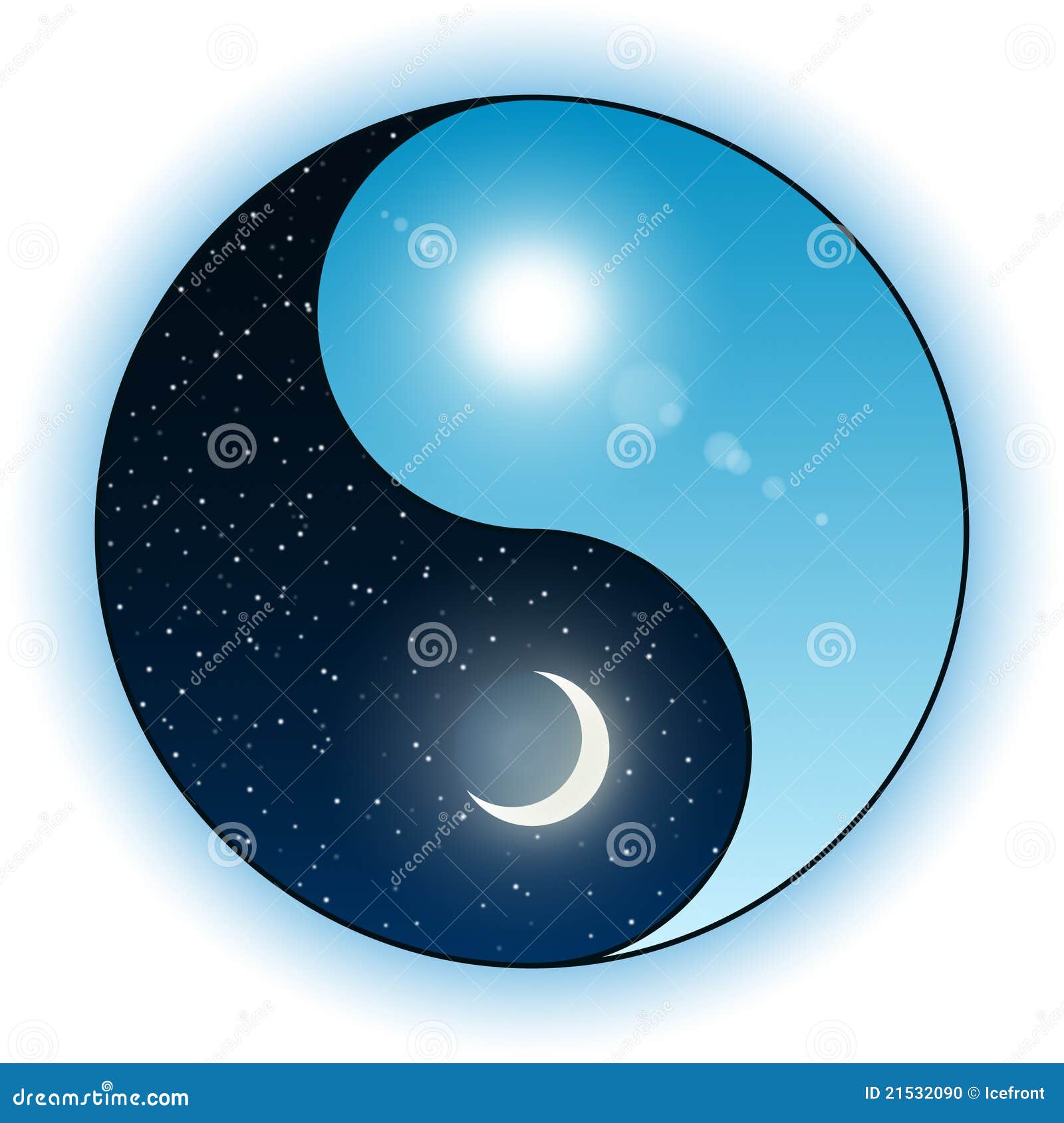 Sun and Moon in Yin Yang Symbol Stock Vector - Illustration of moon,  relationship: 21532090