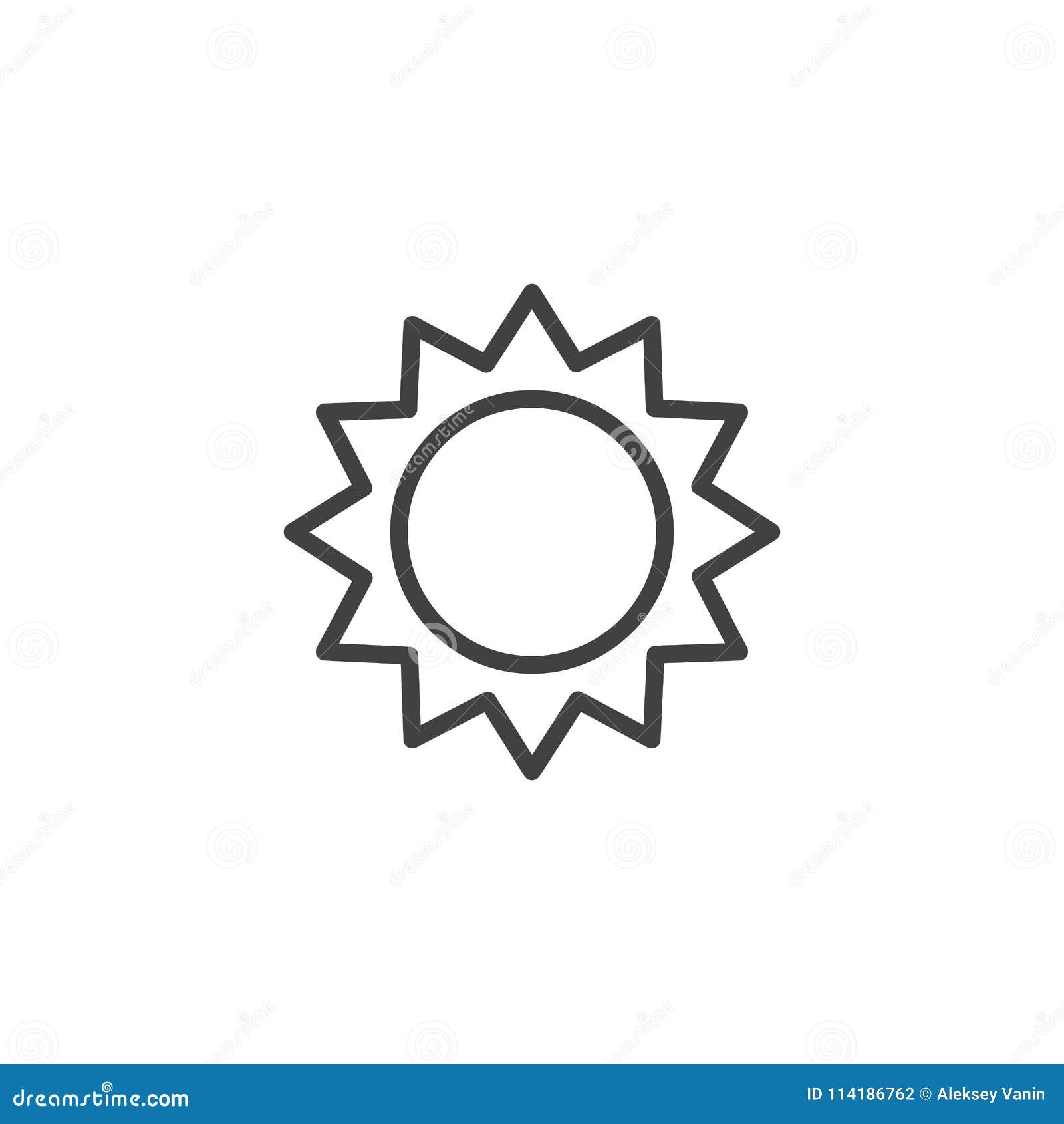 Sun outline icon stock vector. Illustration of spring - 114186762