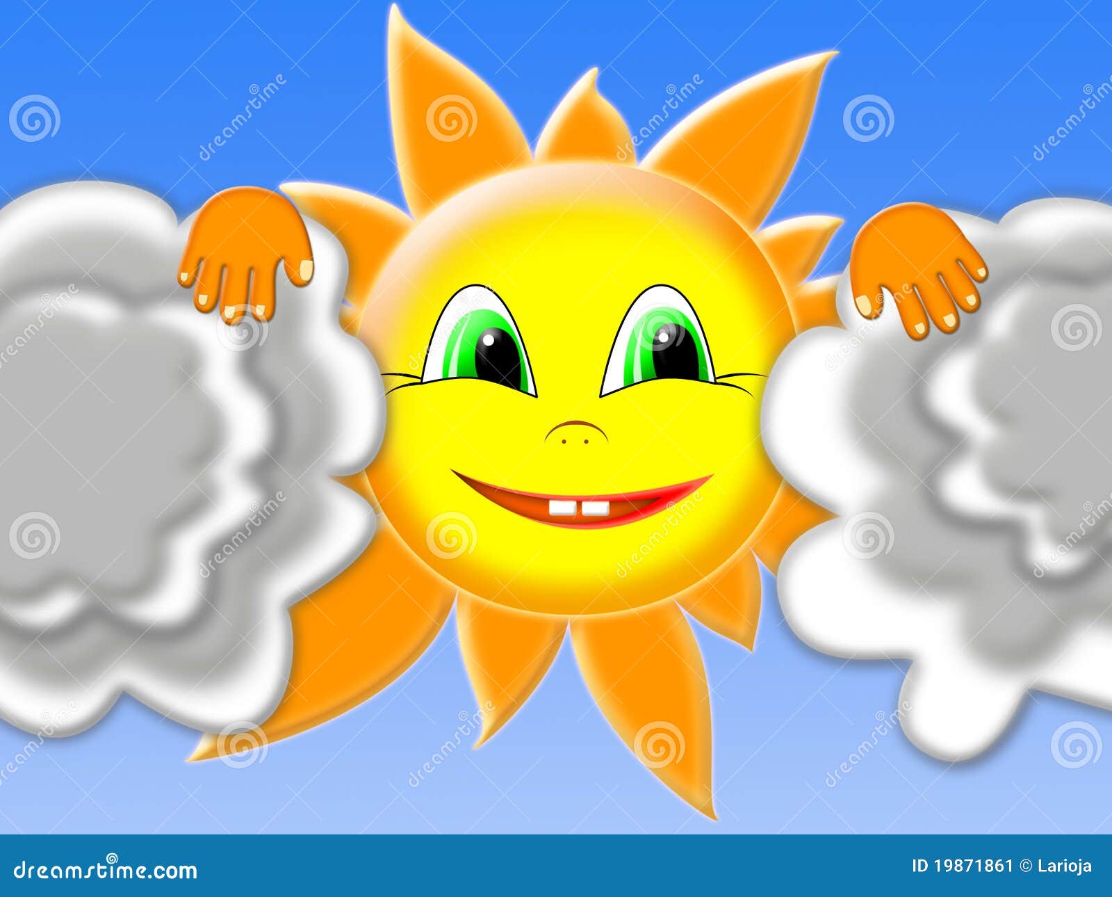 The Sun Peeking Out From Behind The Clouds Stock Illustration - Image