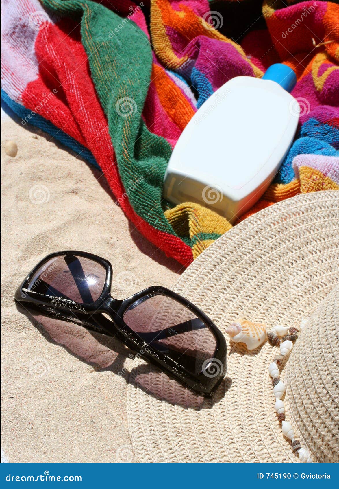 Sun protection stock photo. Image of pack, towel, sunglasses 745190